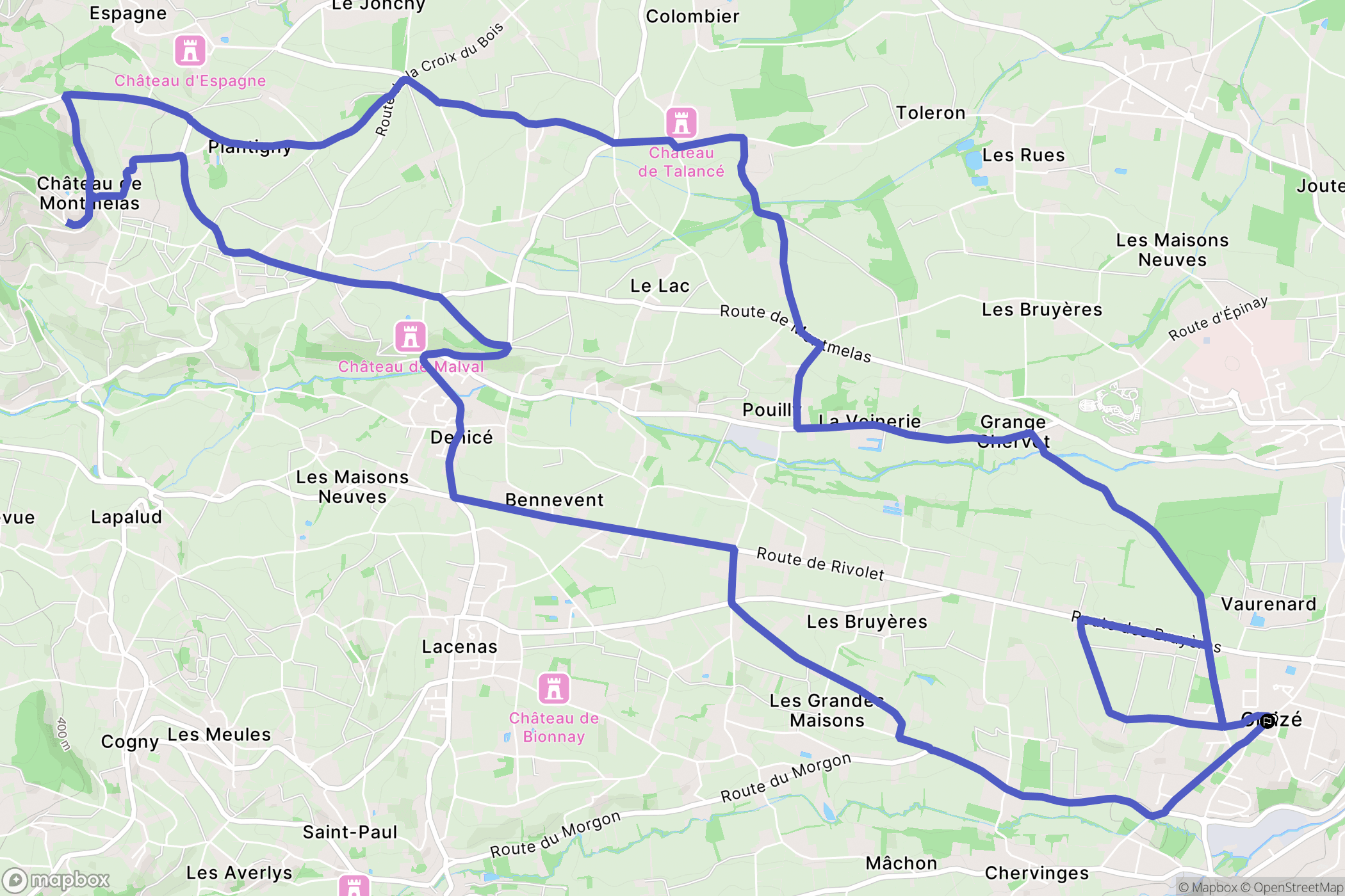 Gleize : carte du parcours de randonnée - France