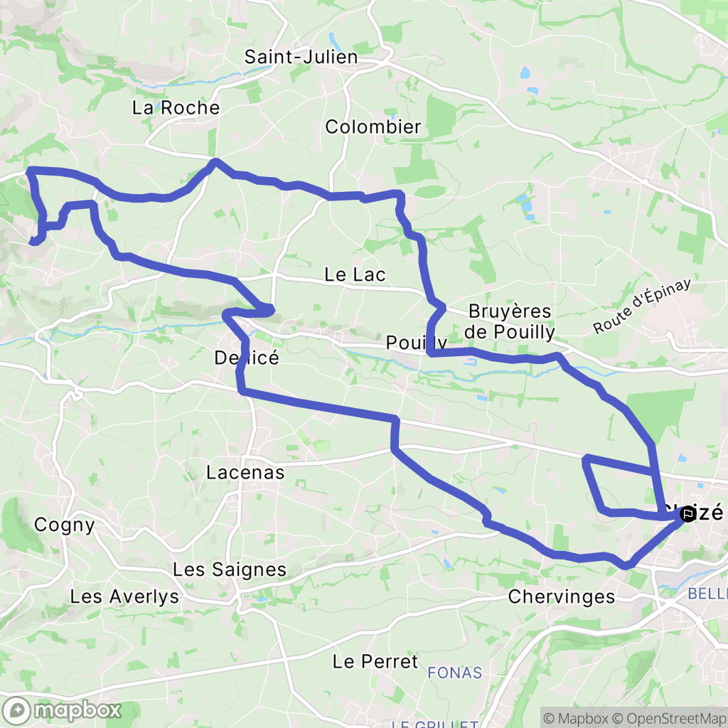 Gleize : carte du parcours de randonnée - France