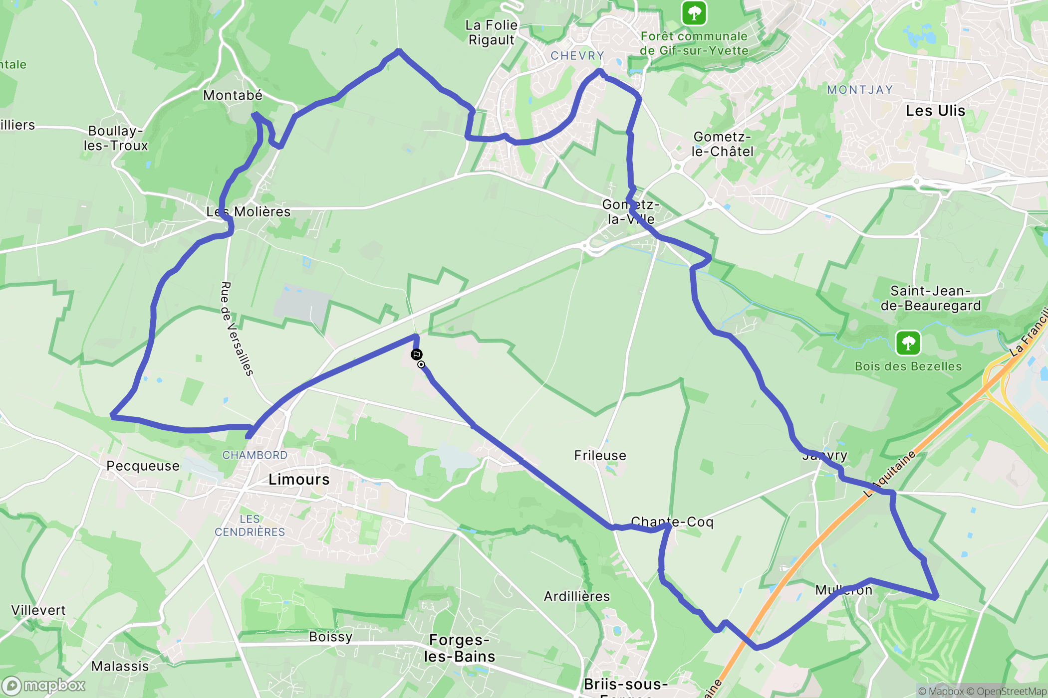 Limours : carte du parcours de randonnée - France