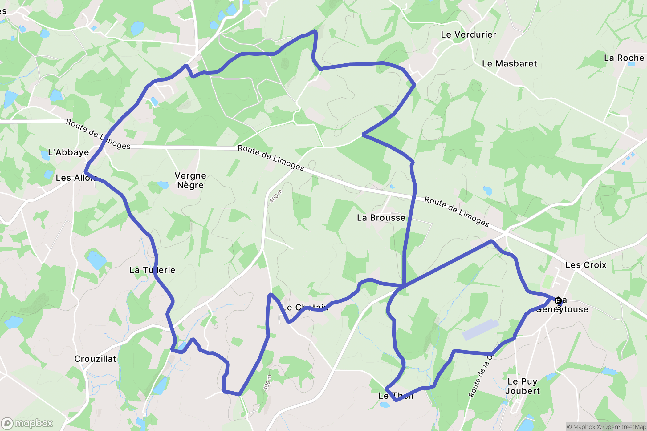 La Geneytouse : carte du parcours de randonnée - France