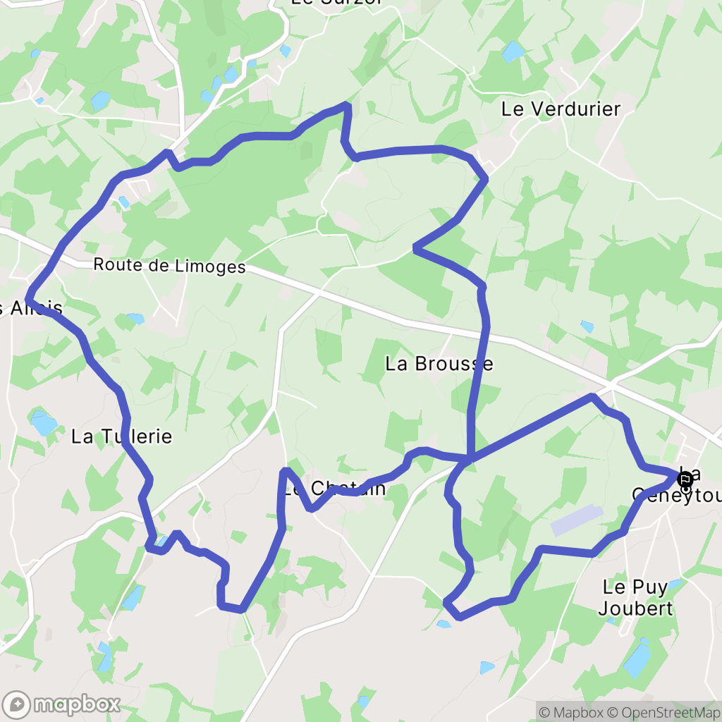 La Geneytouse : carte du parcours de randonnée - France