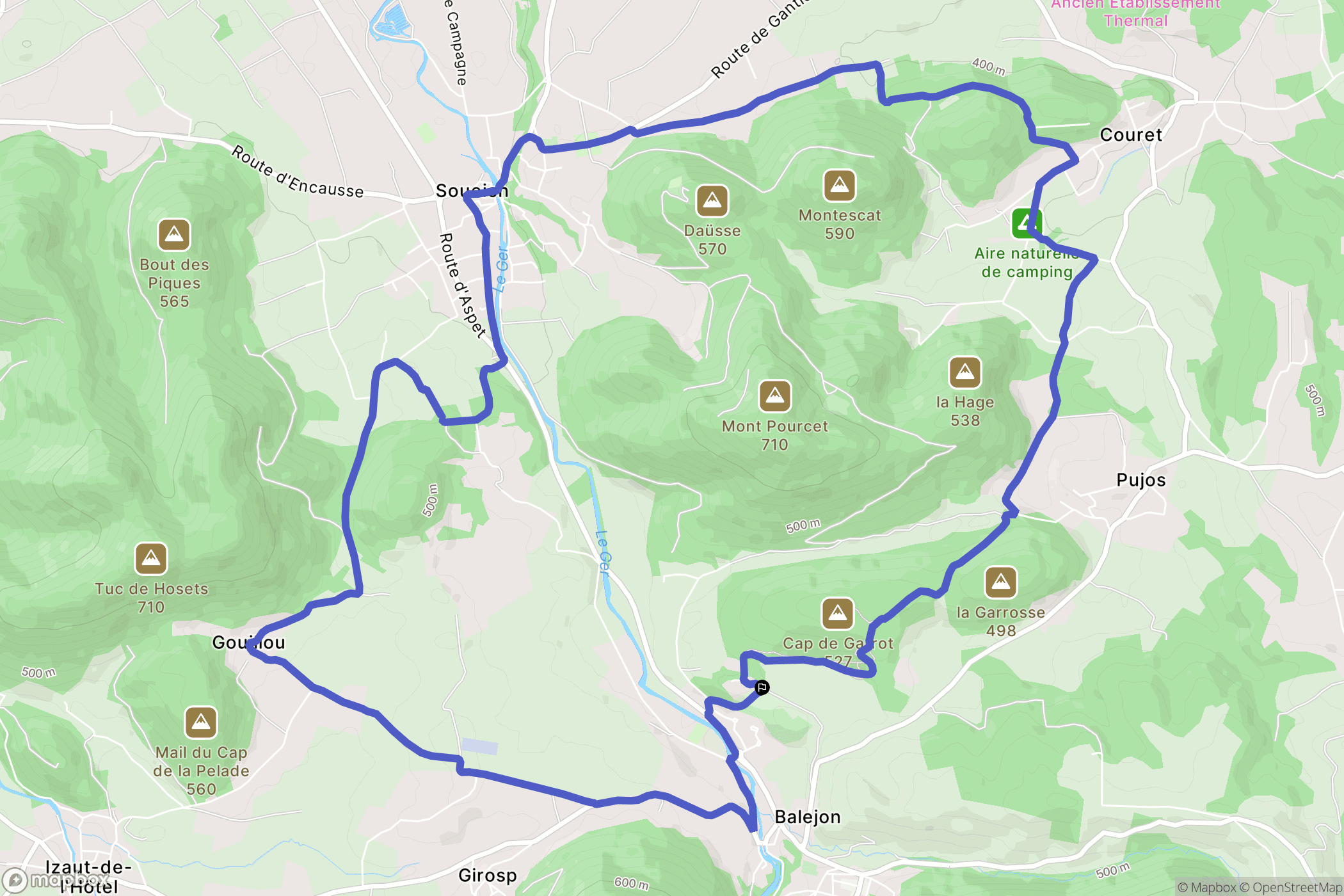 Aspet : carte du parcours de randonnée - France