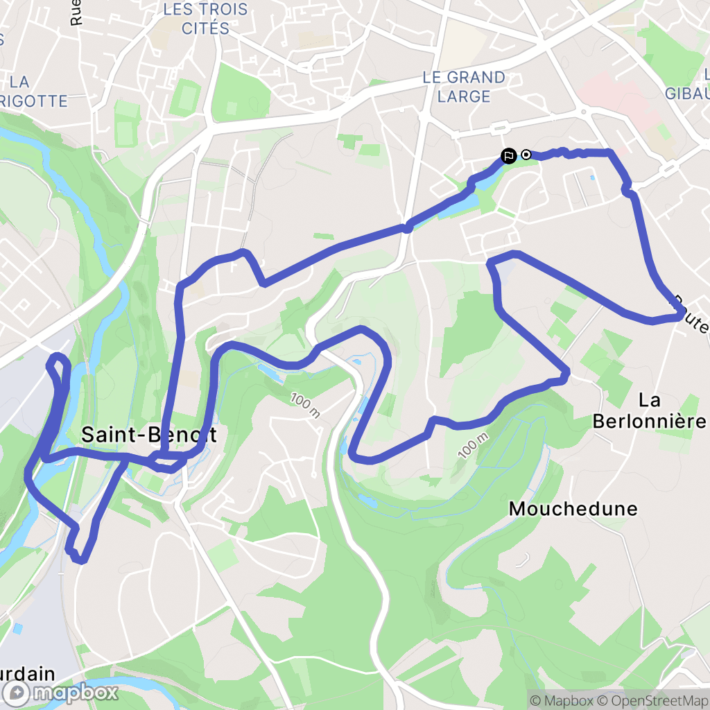 Saint-Benoît : carte du parcours de randonnée - France