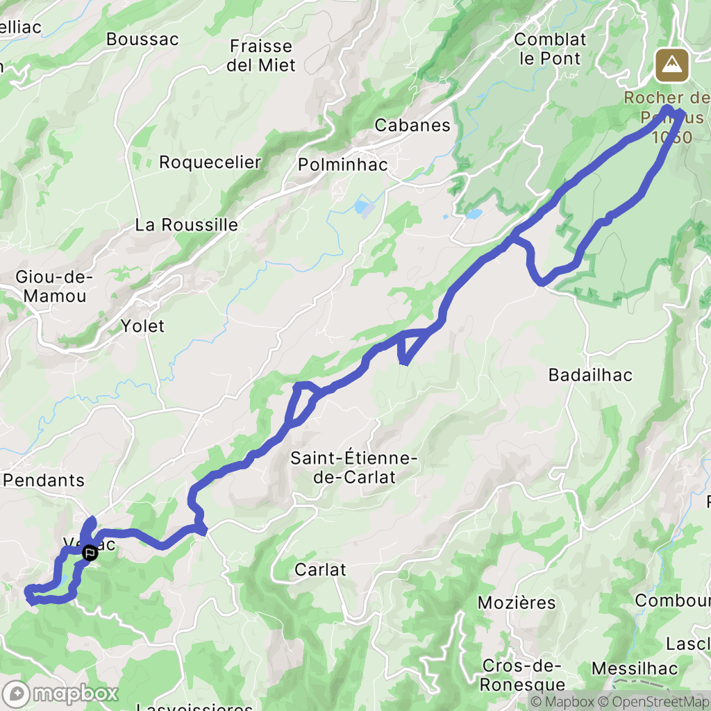 Vezac : carte du parcours de randonnée - France