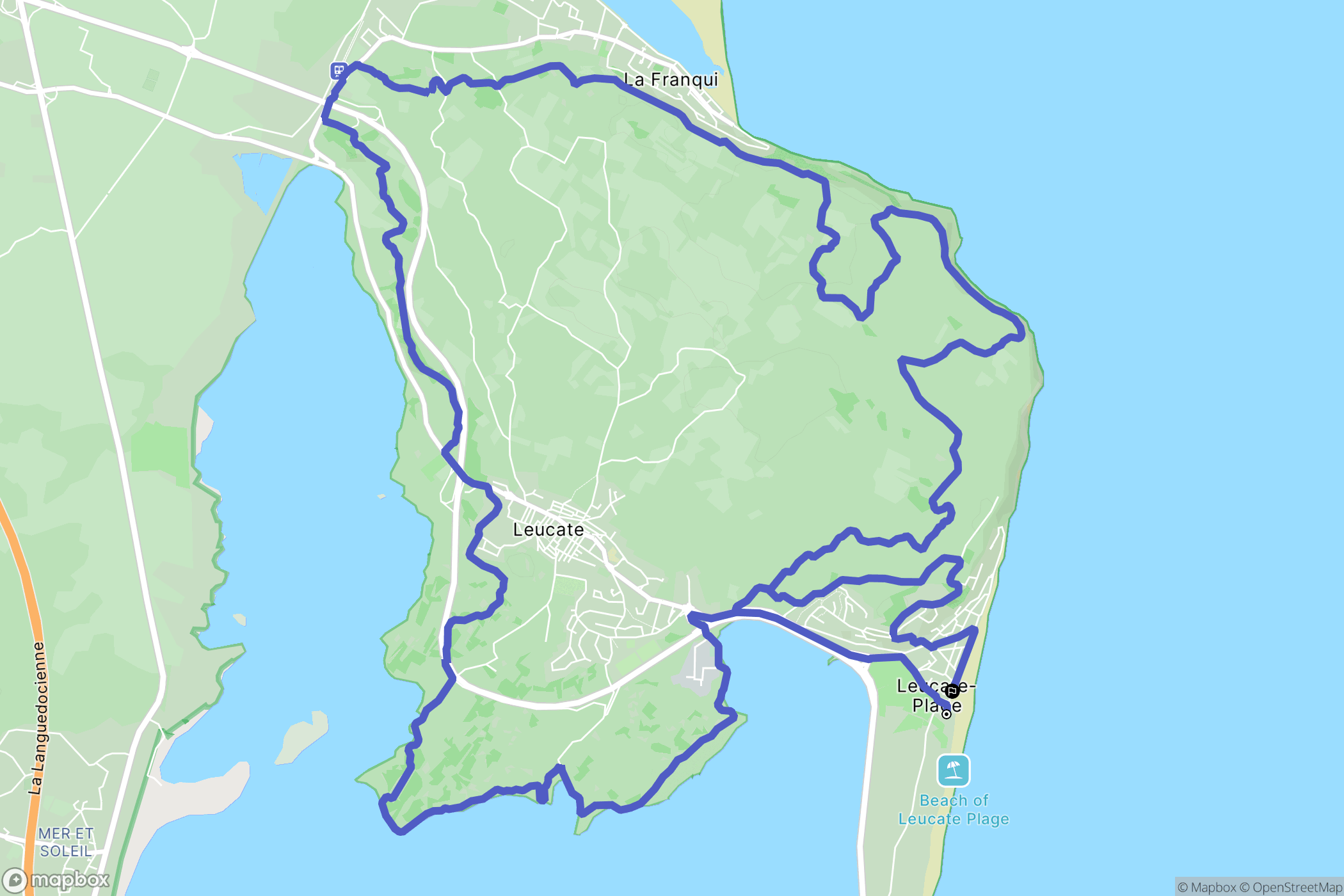Leucate : carte du parcours de randonnée - France