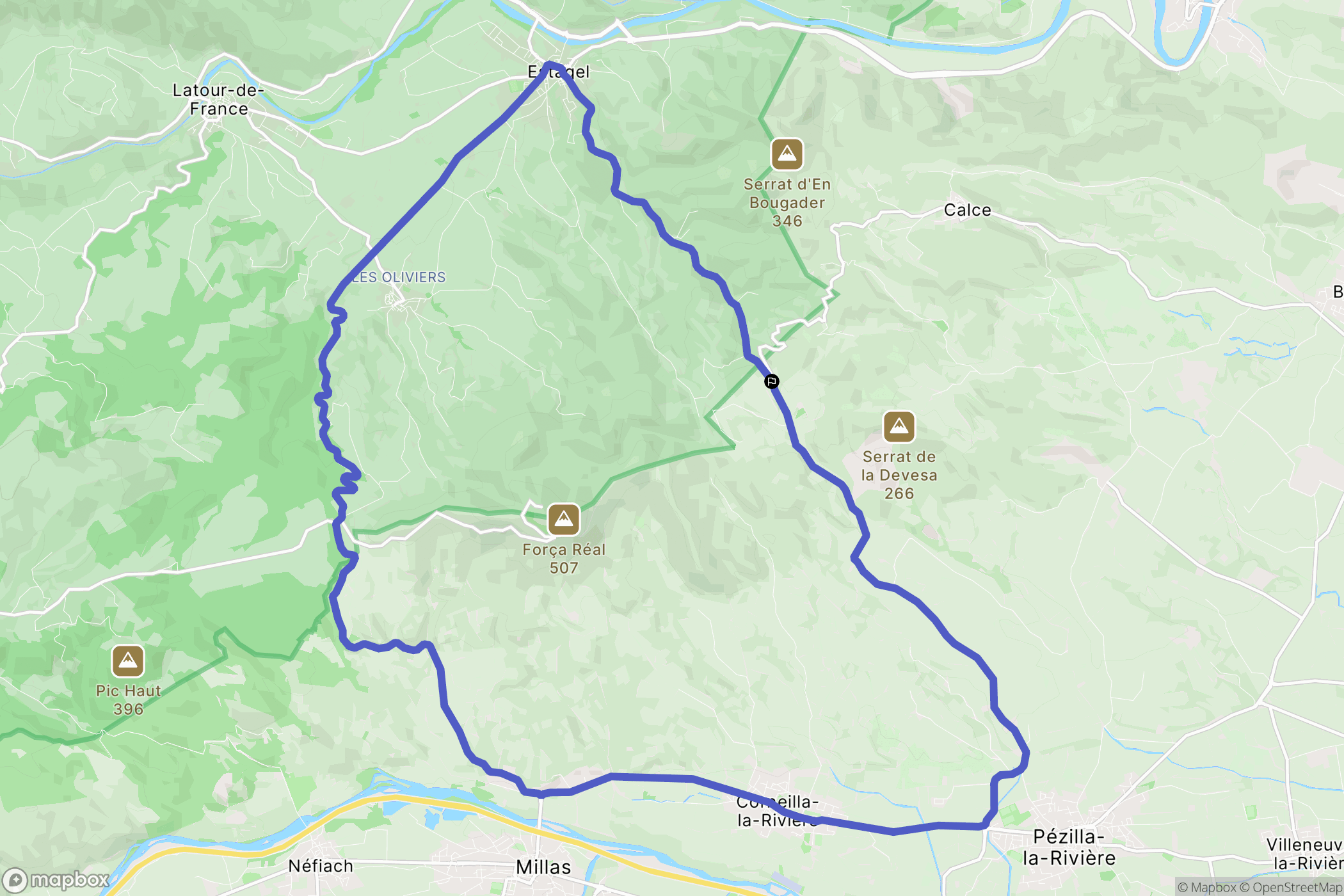 Calce : carte du parcours de randonnée - France