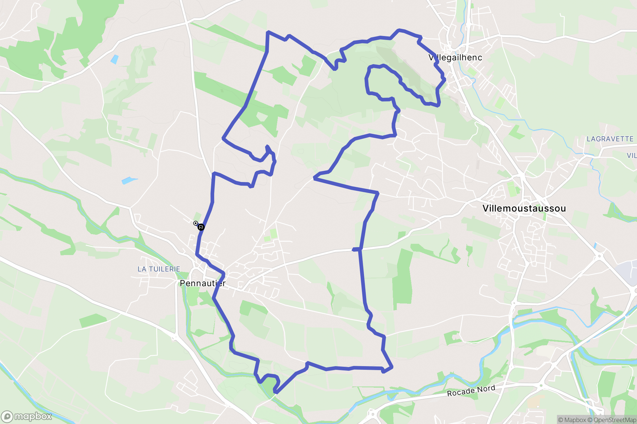 Pennautier : carte du parcours de randonnée - France