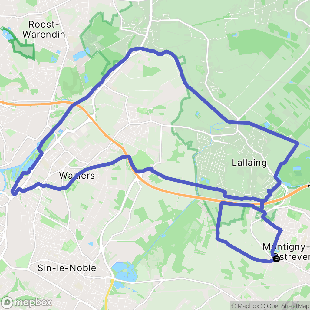 Montigny-en-Ostrevent : carte du parcours de randonnée - France