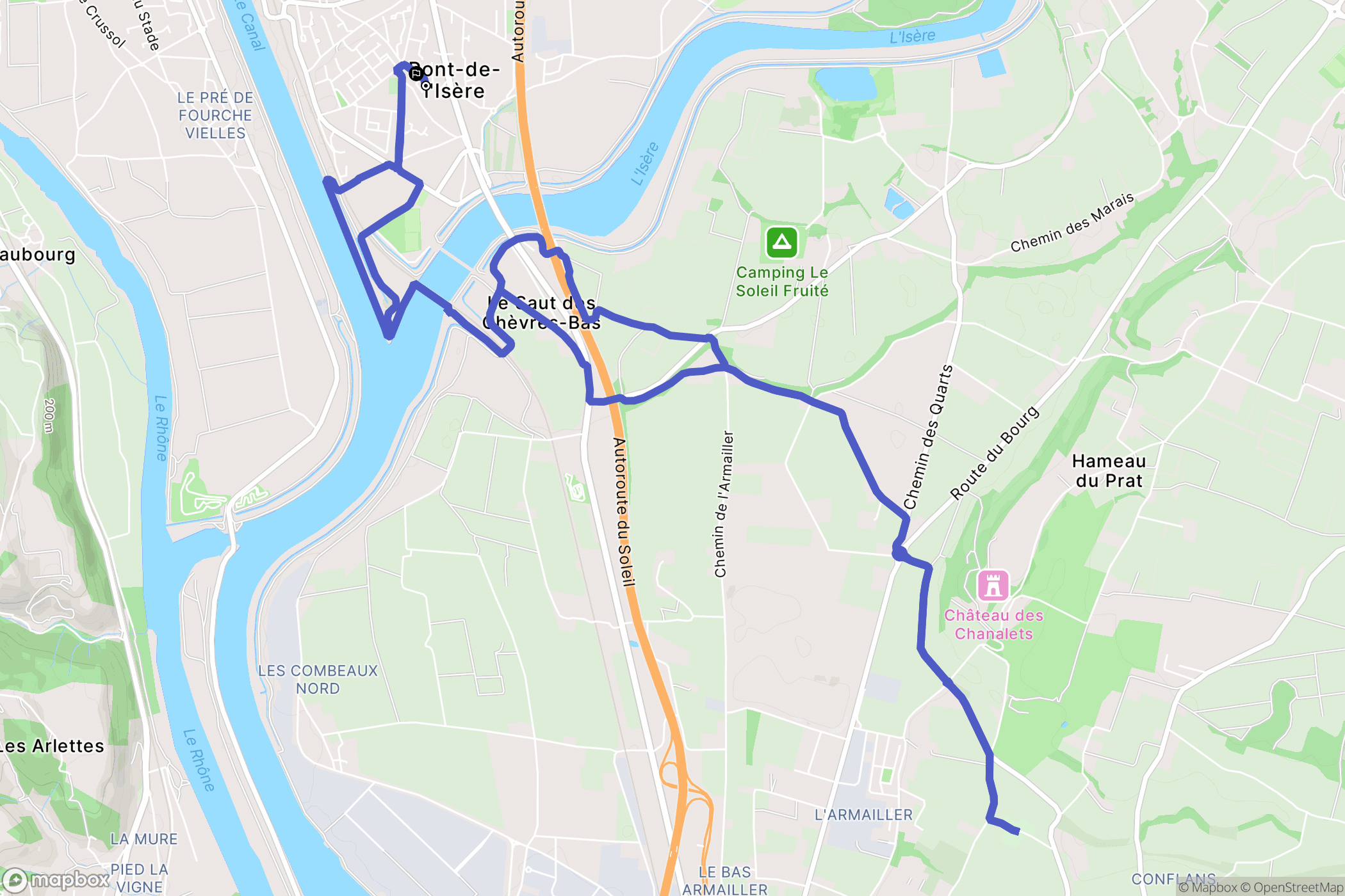 Pont-de-l'Isère : carte du parcours de randonnée - France