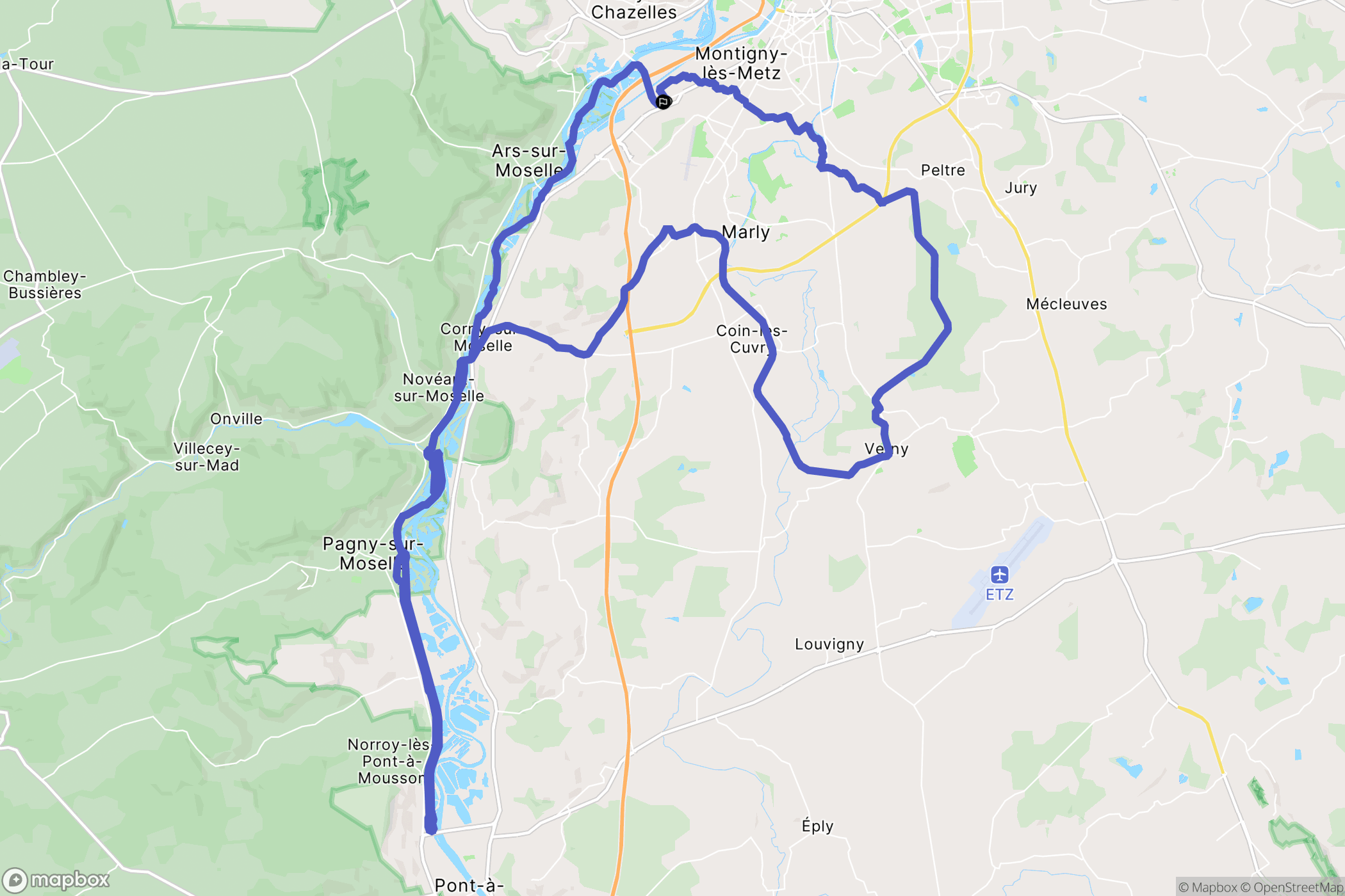 Moulins-lès-Metz : carte du parcours de randonnée - France