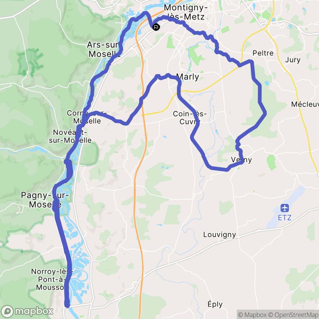 Moulins-lès-Metz : carte du parcours de randonnée - France