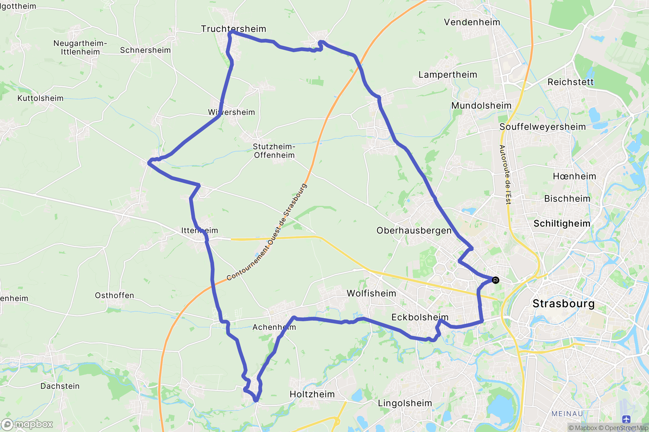Strasbourg : carte du parcours de randonnée - France