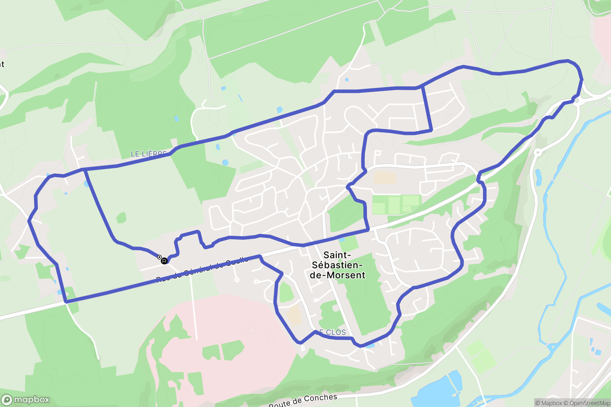 Saint-Sébastien-de-Morsent : carte du parcours de randonnée - France