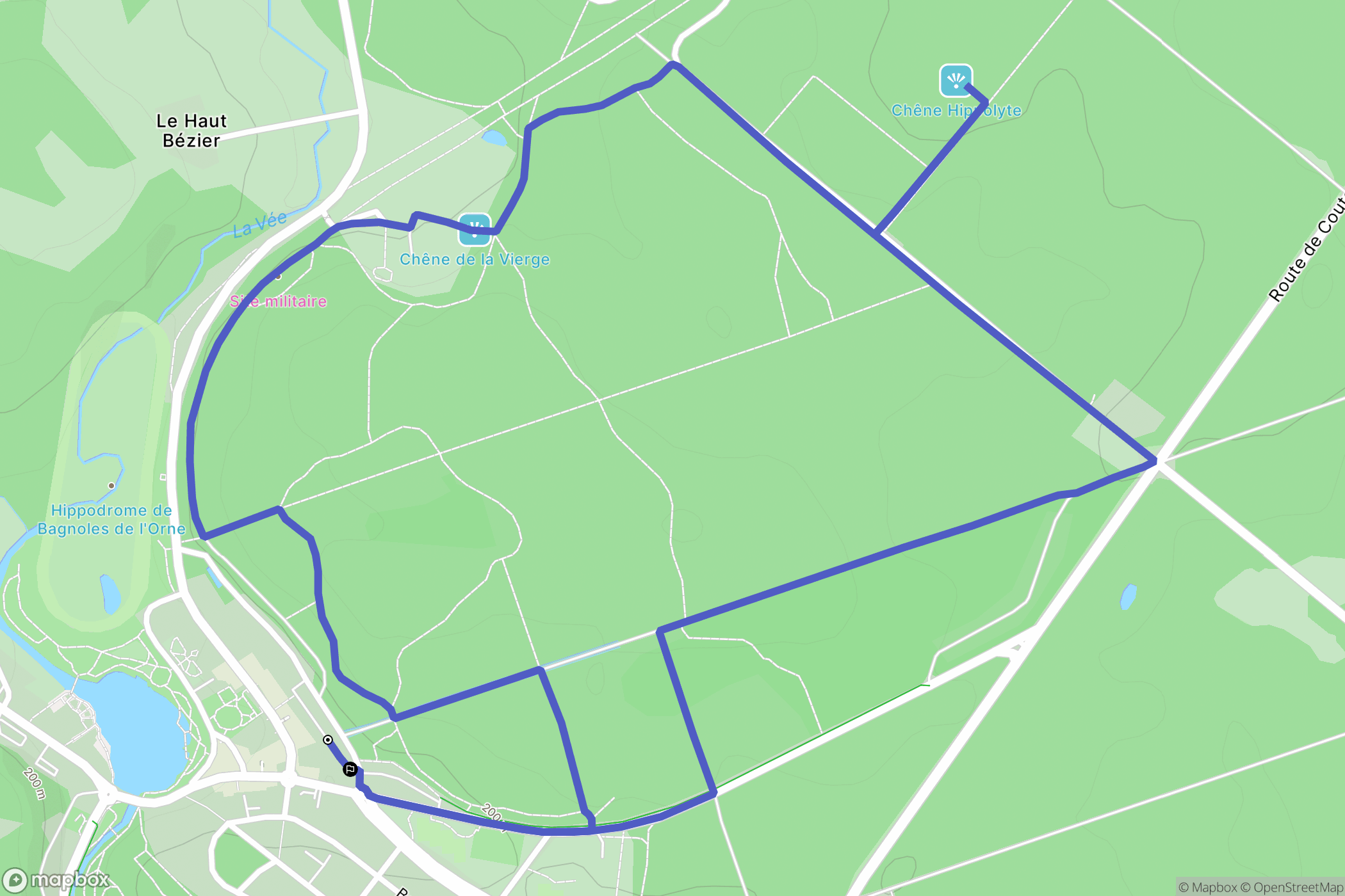 Bagnoles de l'Orne Normandie : carte du parcours de randonnée - France