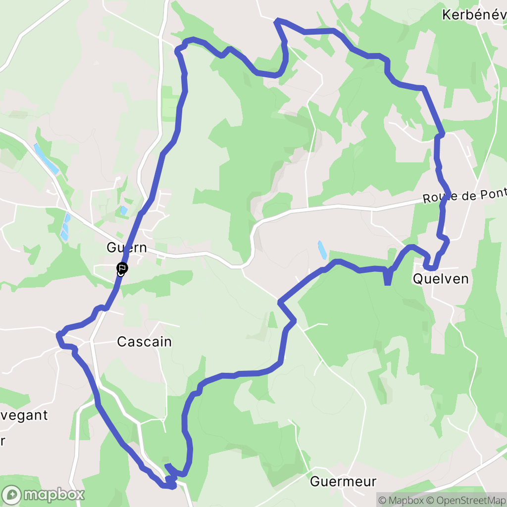 Guern : carte du parcours de randonnée - France