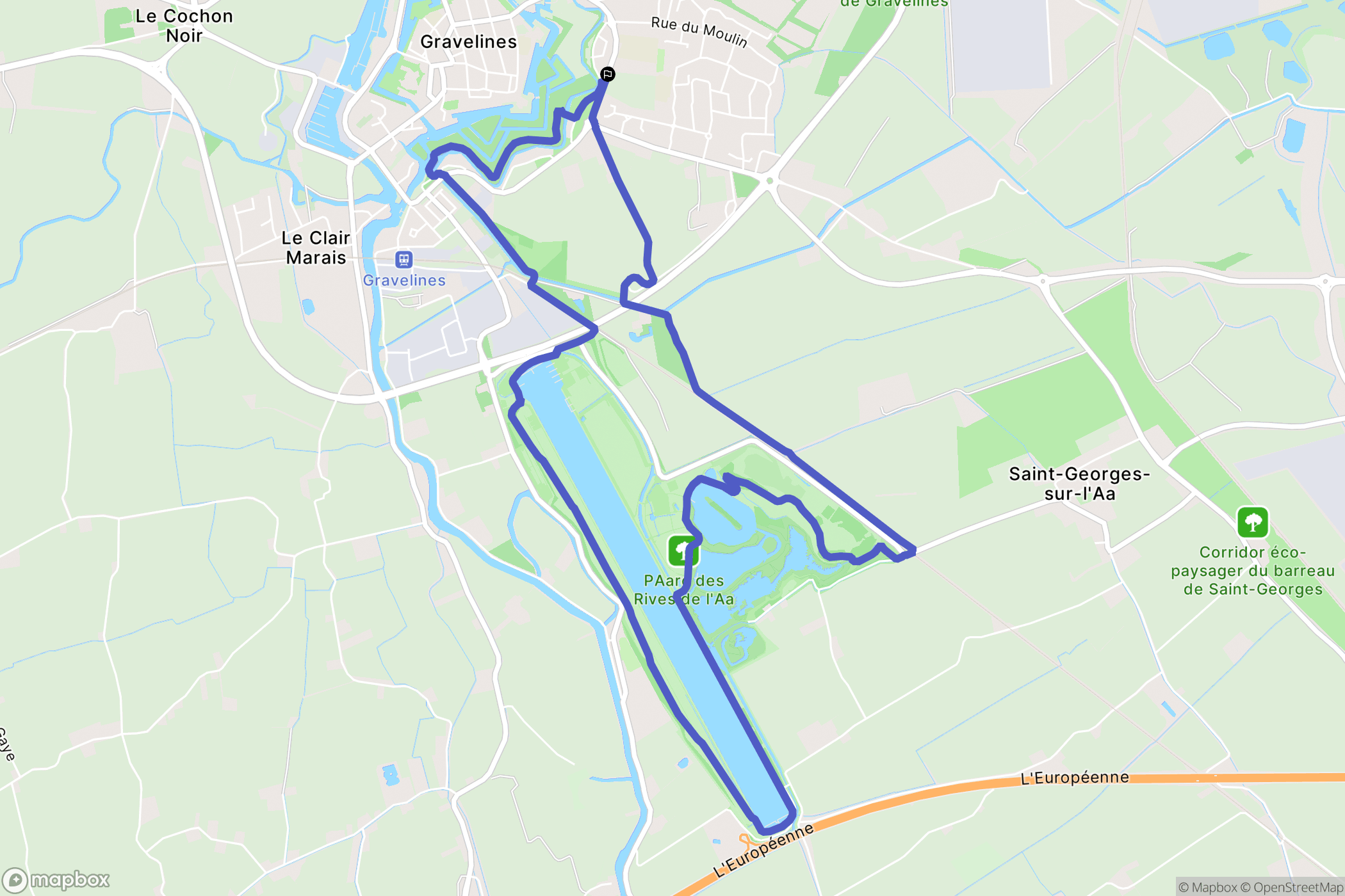 Gravelines : carte du parcours de randonnée - France