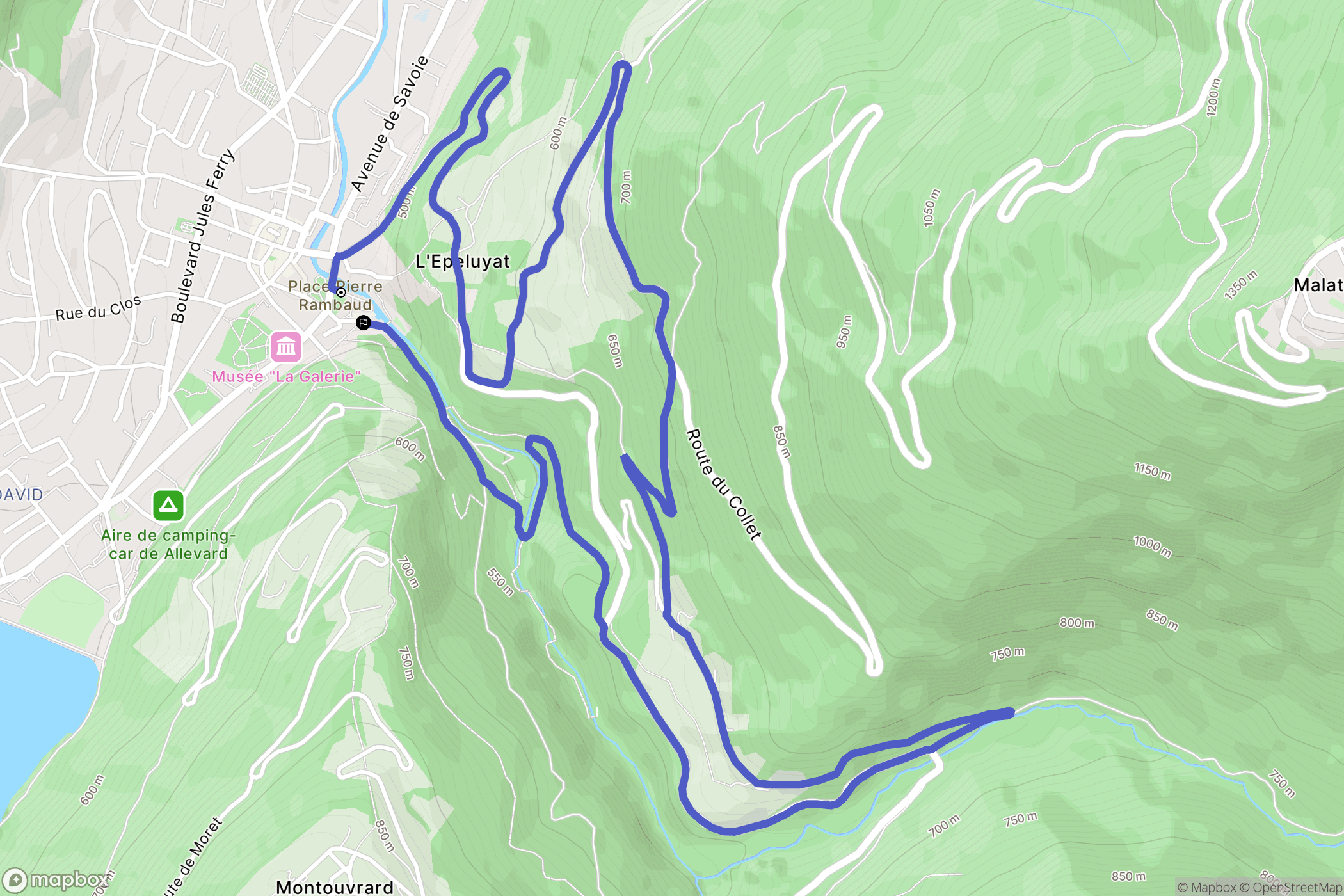 Allevard : carte du parcours de randonnée - France
