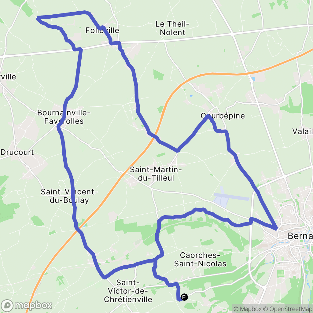 Caorches-Saint-Nicolas : carte du parcours de randonnée - France