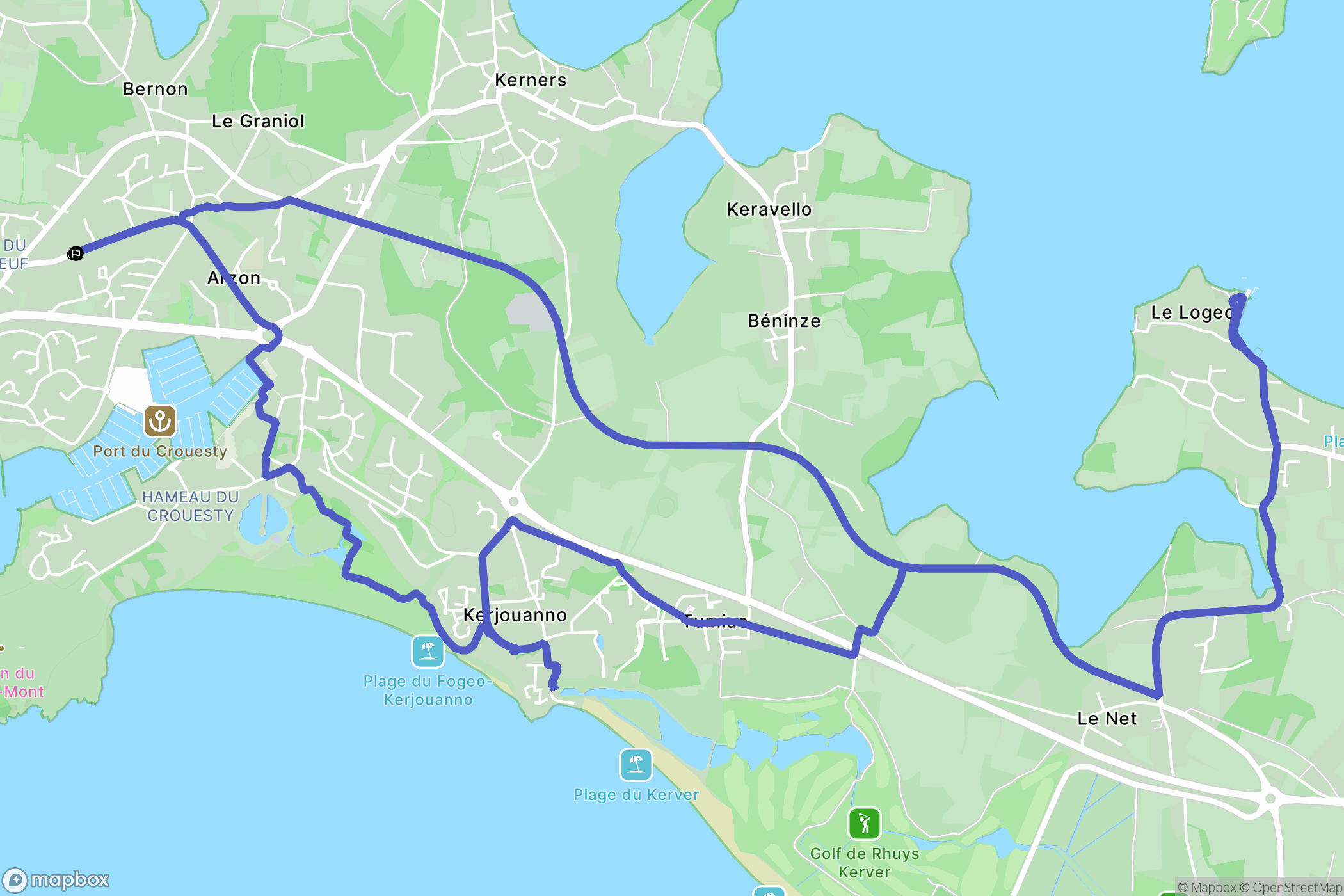 Arzon : carte du parcours de randonnée - France