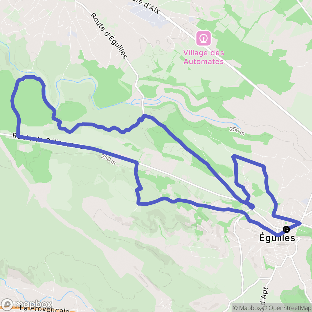 Éguilles : carte du parcours de randonnée - France