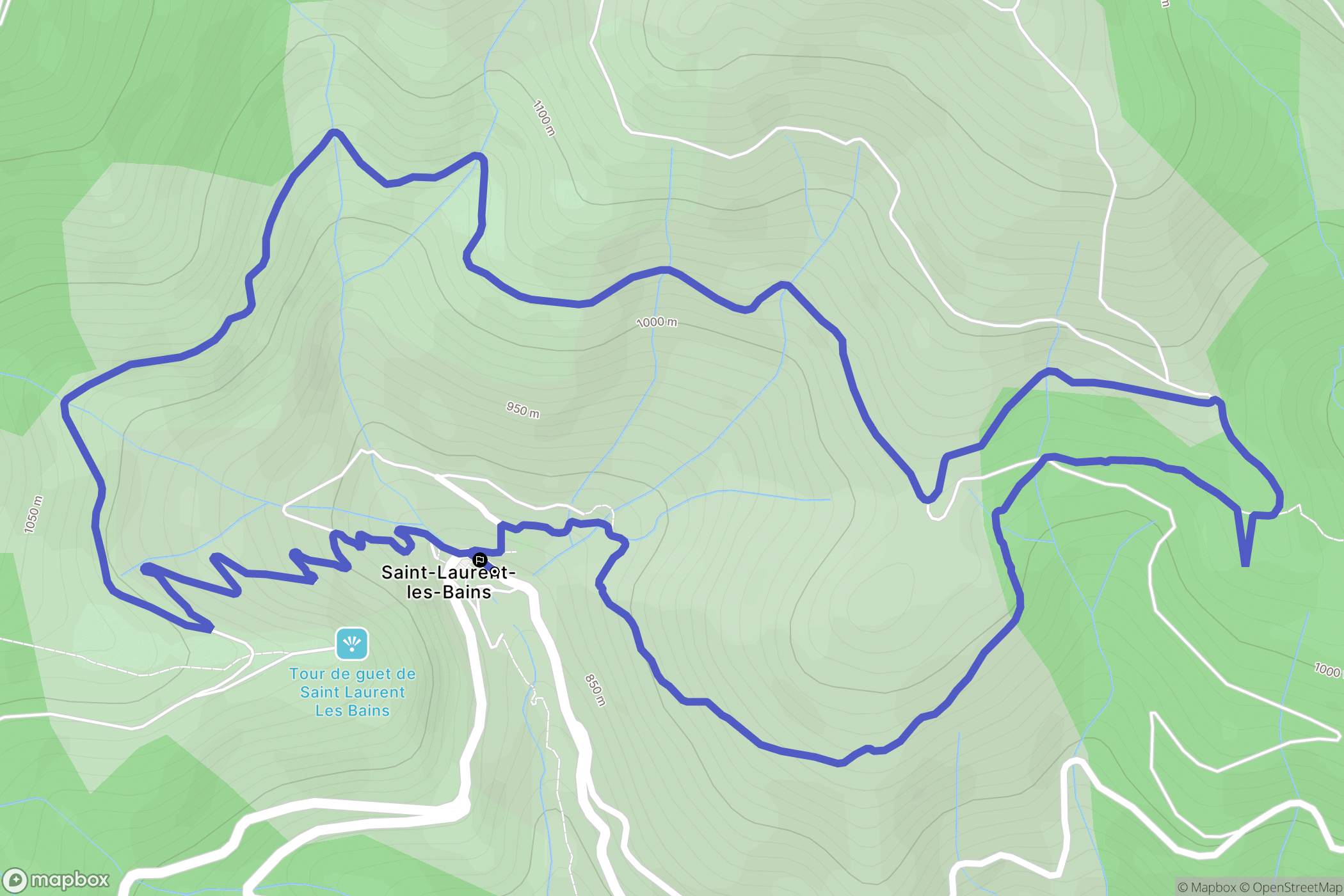 Saint-Laurent-les-Bains-Laval-d'Aurelle : carte du parcours de randonnée - France