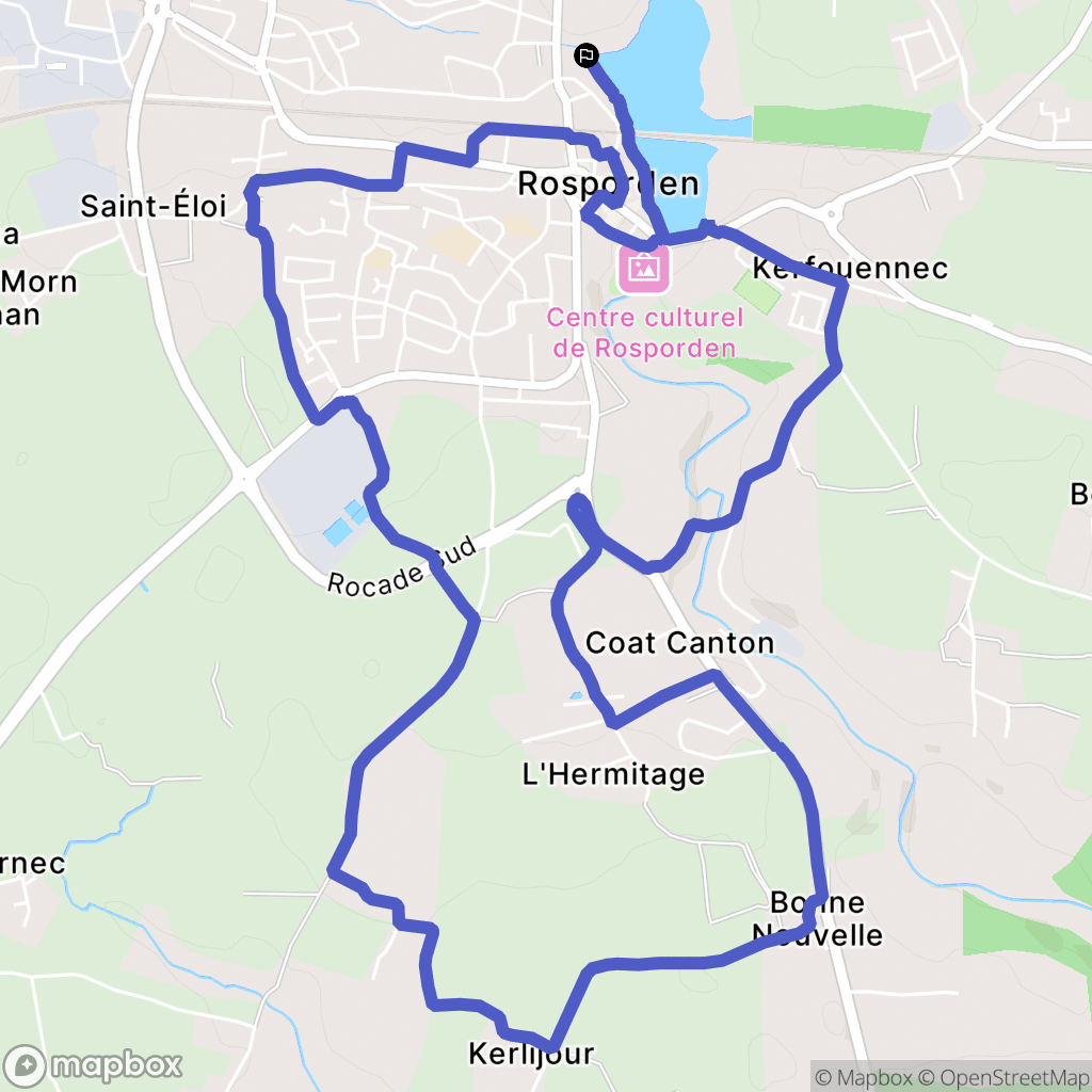Rosporden : carte du parcours de randonnée - France