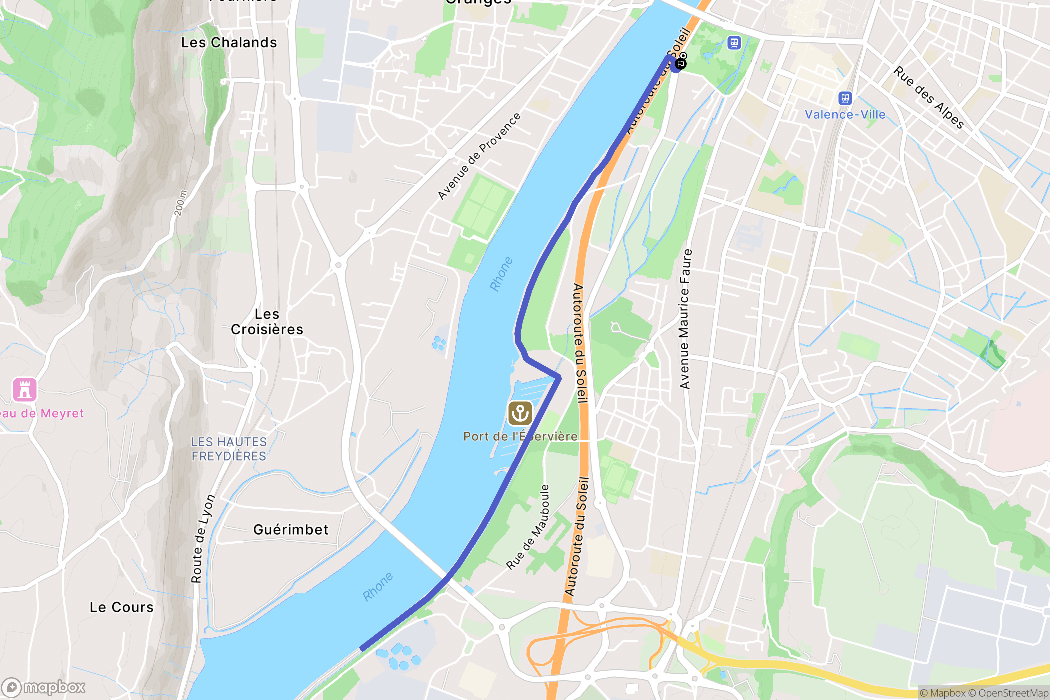 Valence : carte du parcours de randonnée - France