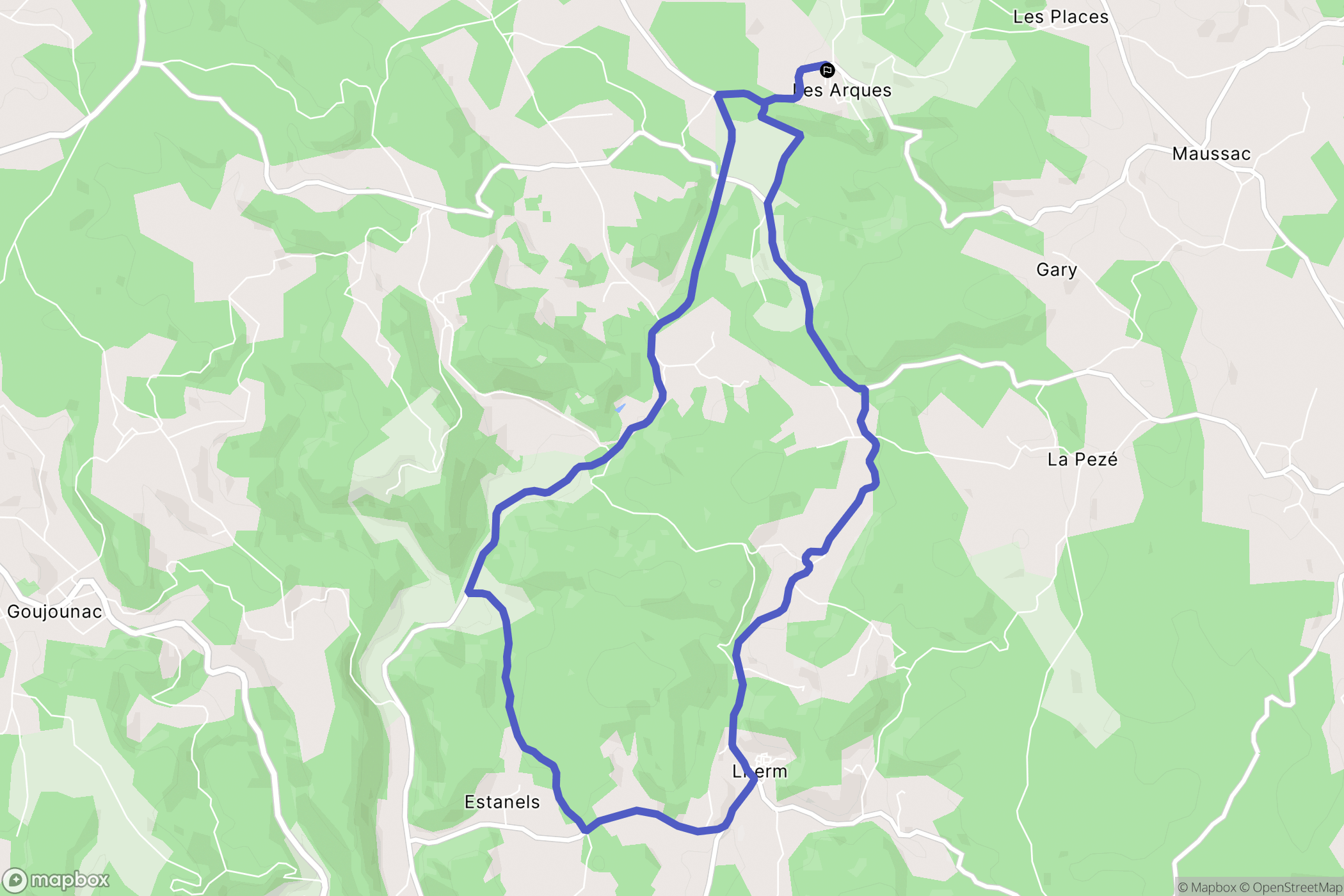 Les Arques : carte du parcours de randonnée - France