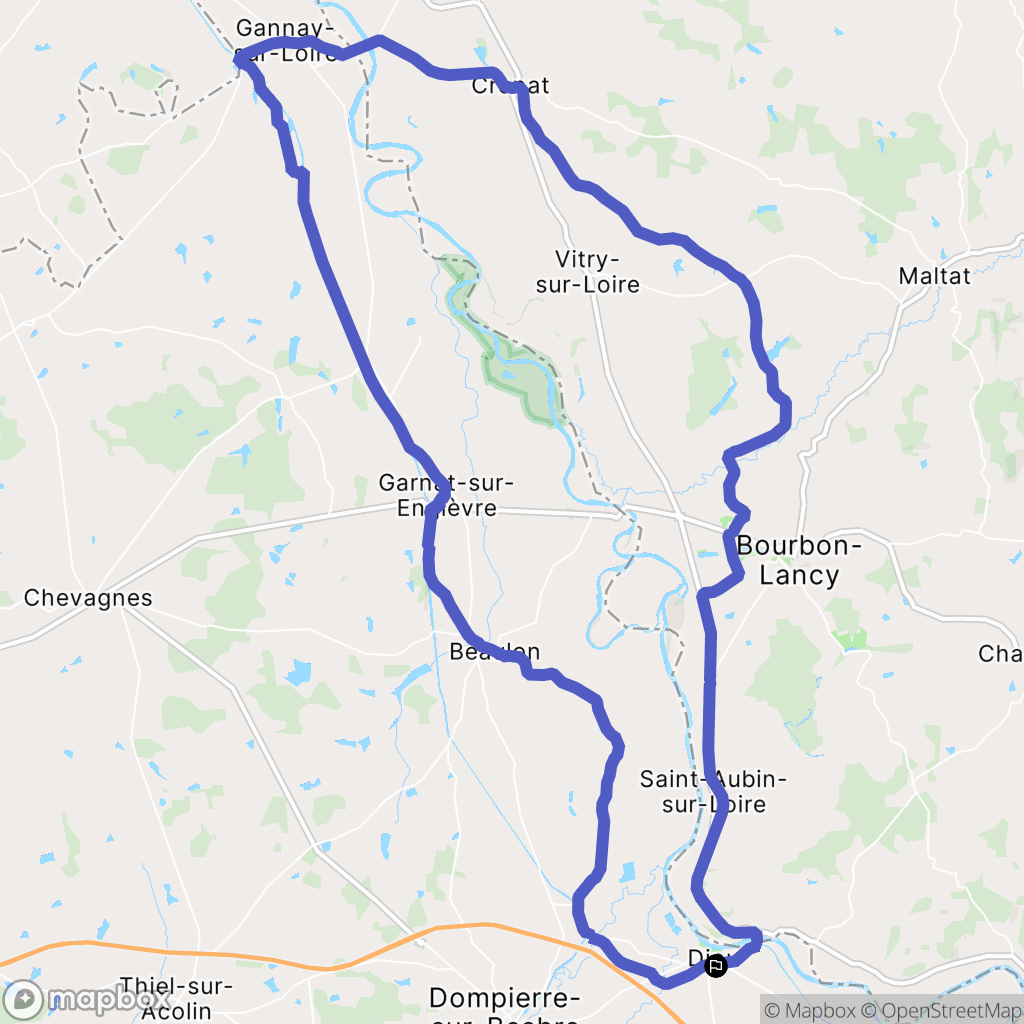 Diou : carte du parcours de randonnée - France