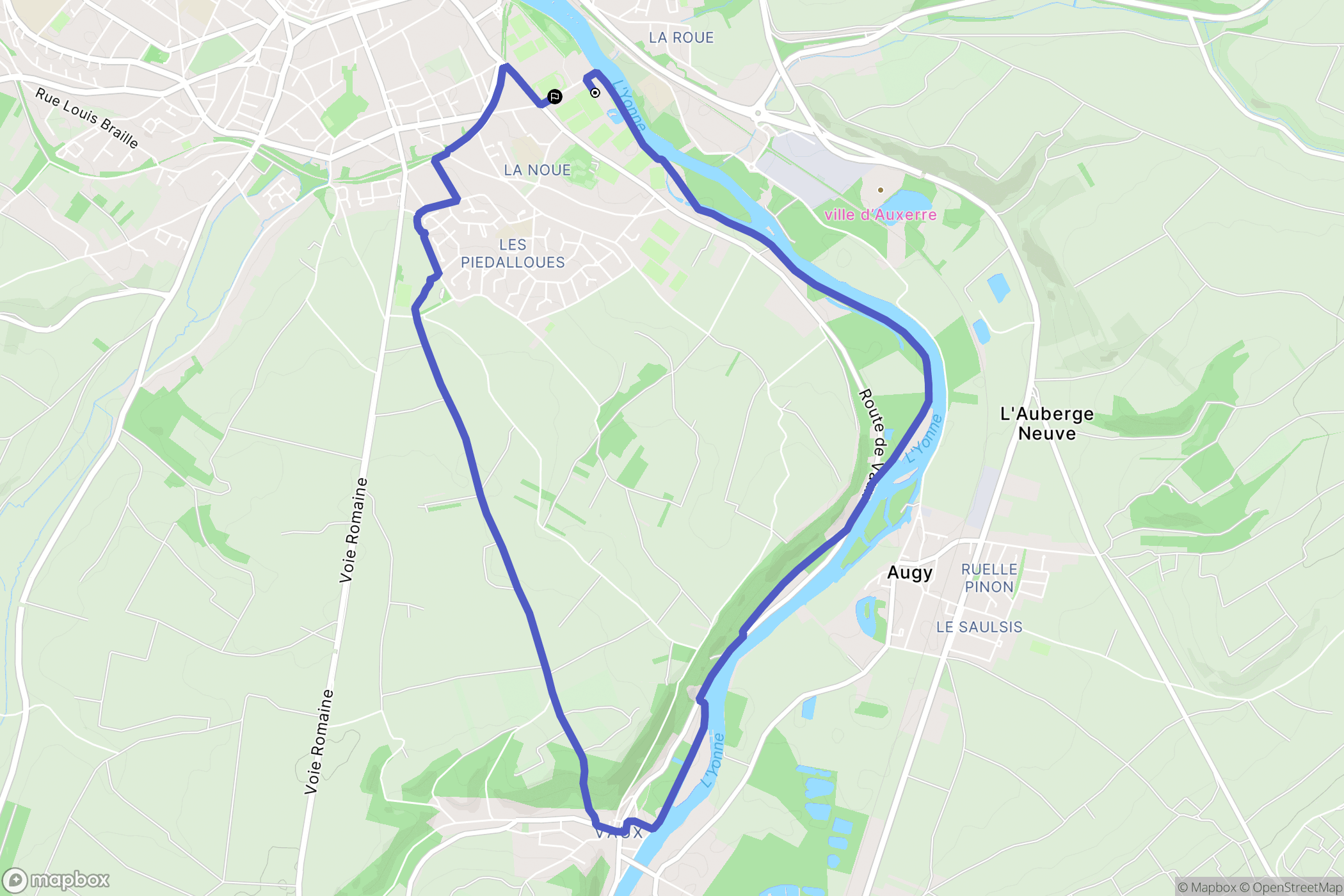 Auxerre : carte du parcours de randonnée - France
