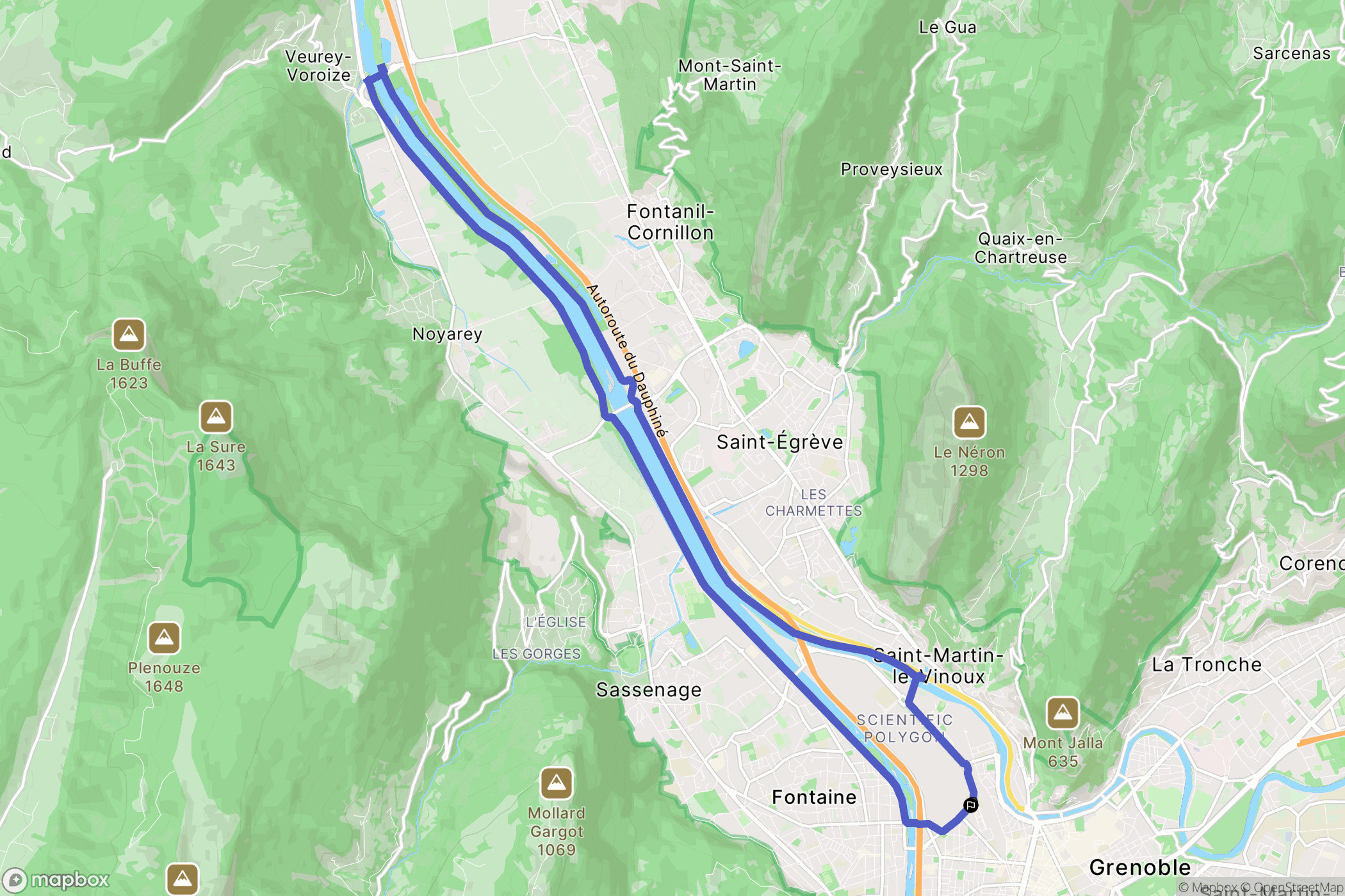 Grenoble : carte du parcours de randonnée - France