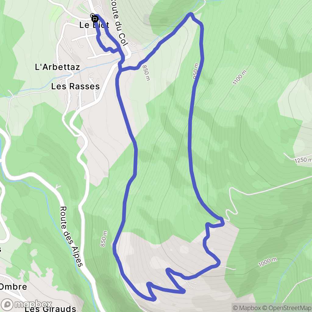 Le Biot : carte du parcours de randonnée - France