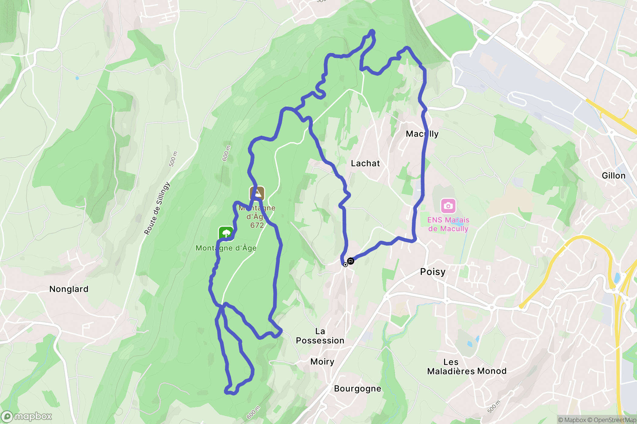 Poisy : carte du parcours de randonnée - France