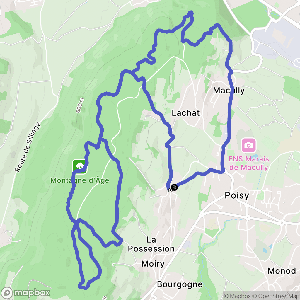 Poisy : carte du parcours de randonnée - France