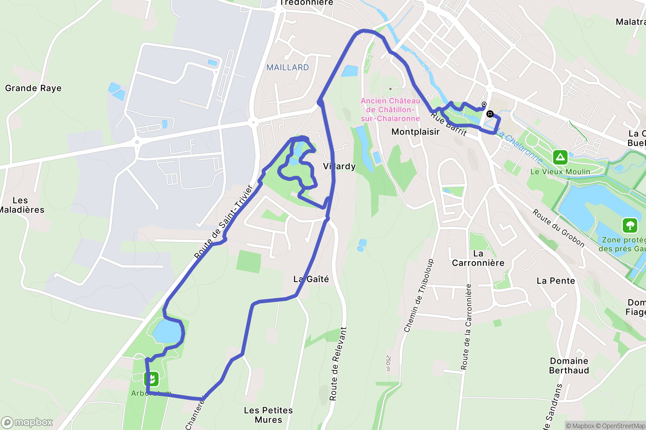 Châtillon-sur-Chalaronne : carte du parcours de randonnée - France