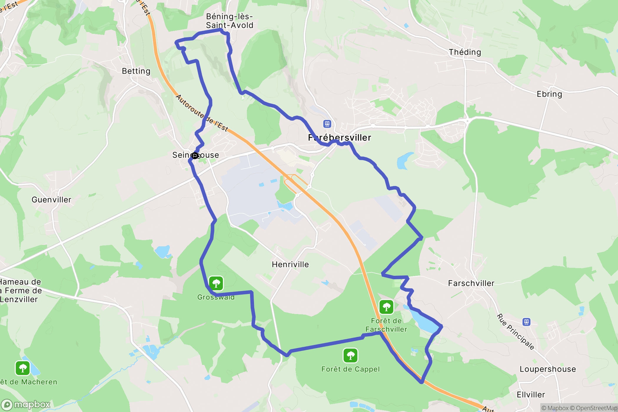 Seingbouse : carte du parcours de randonnée - France