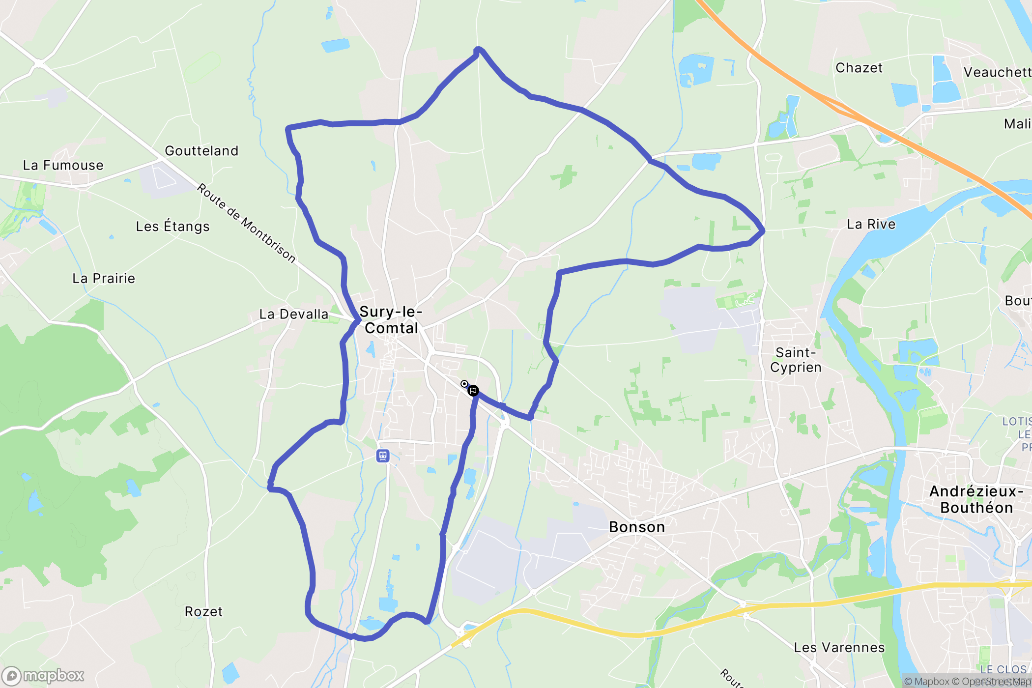 Sury-le-Comtal : carte du parcours de randonnée - France