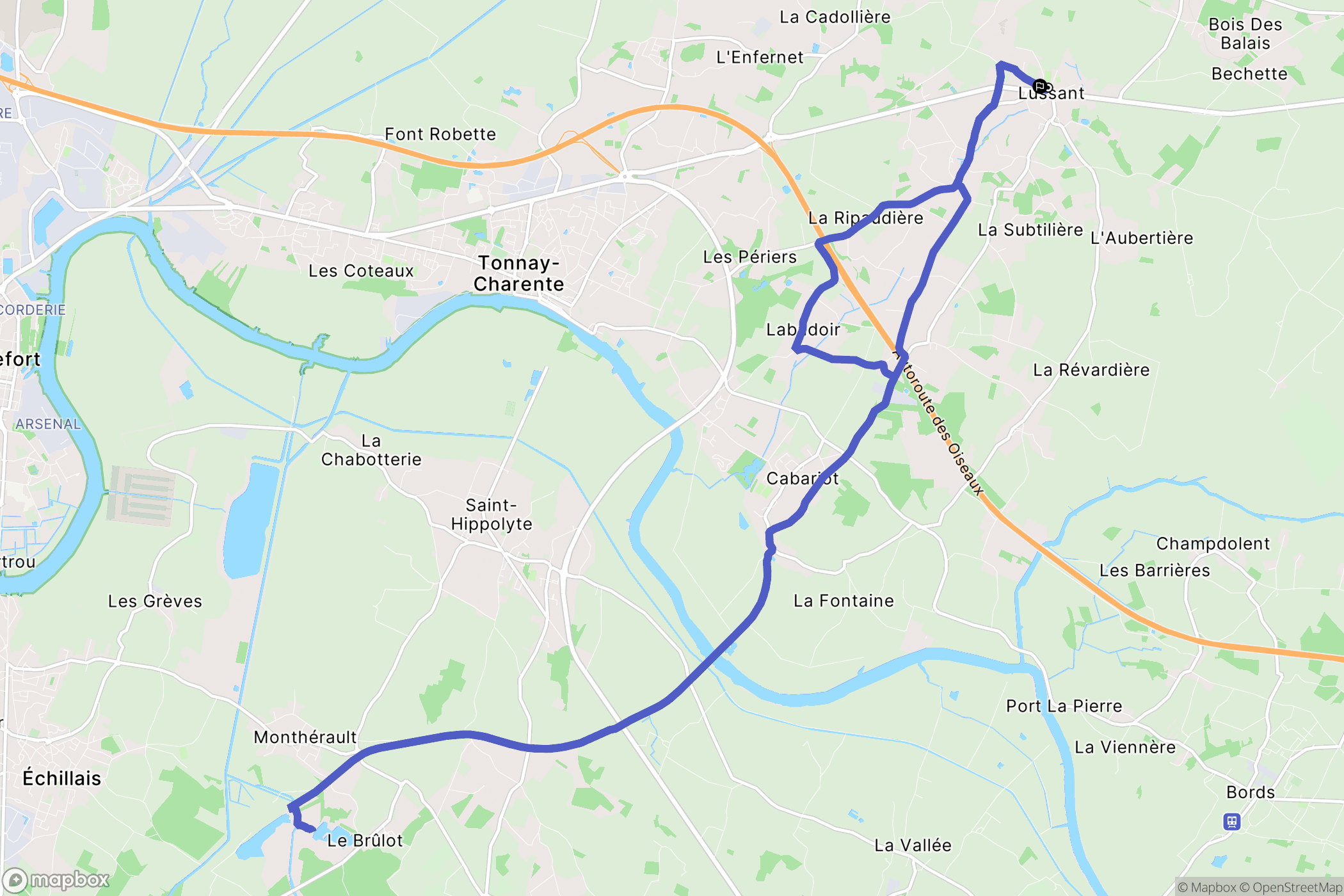 Lussant : carte du parcours de randonnée - France