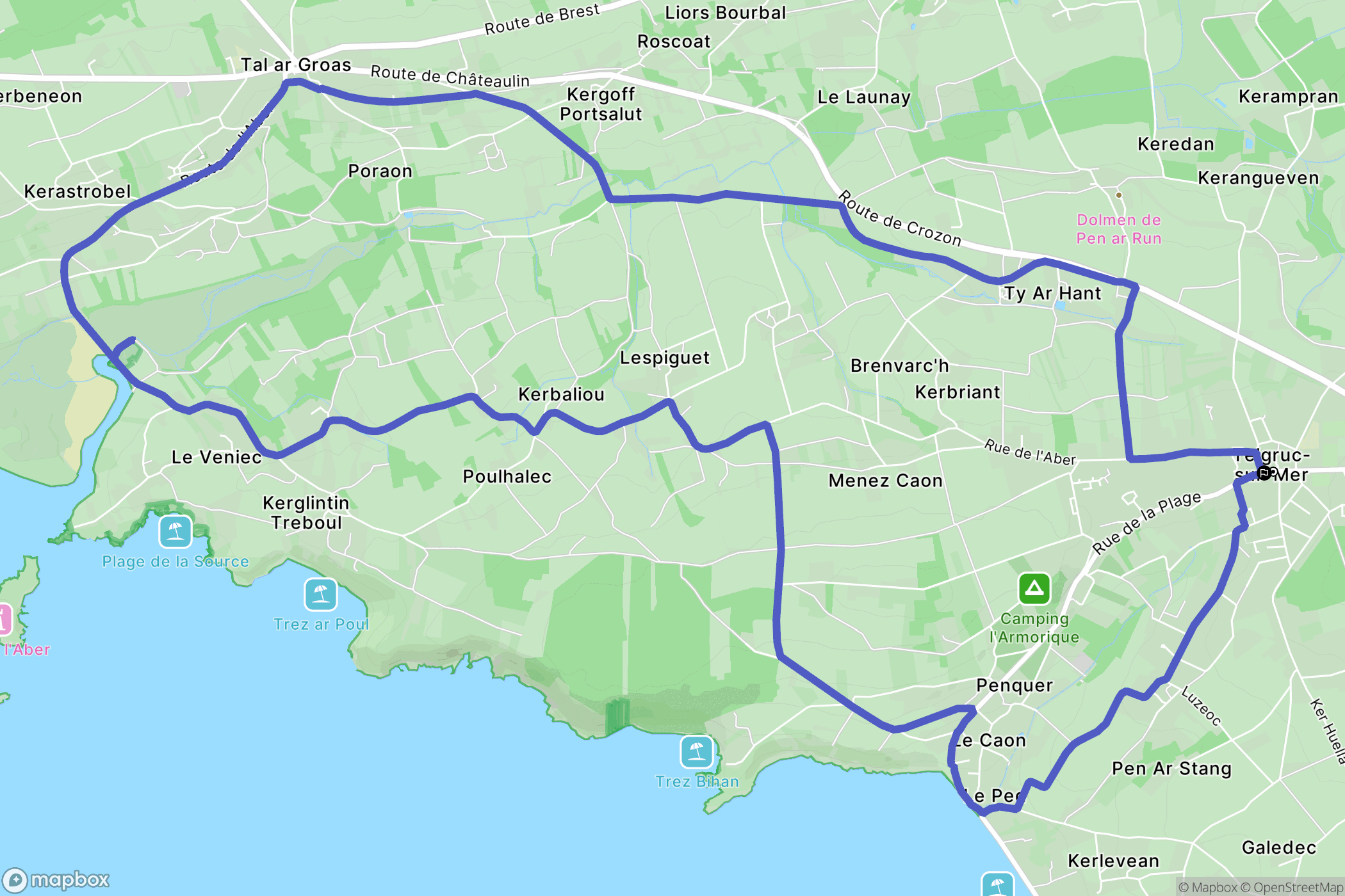 Telgruc-sur-Mer : carte du parcours de randonnée - France