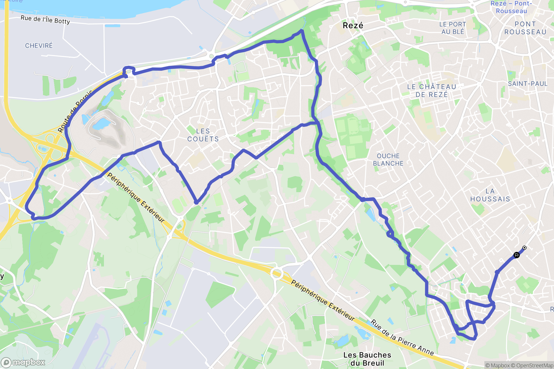 Rezé : carte du parcours de randonnée - France