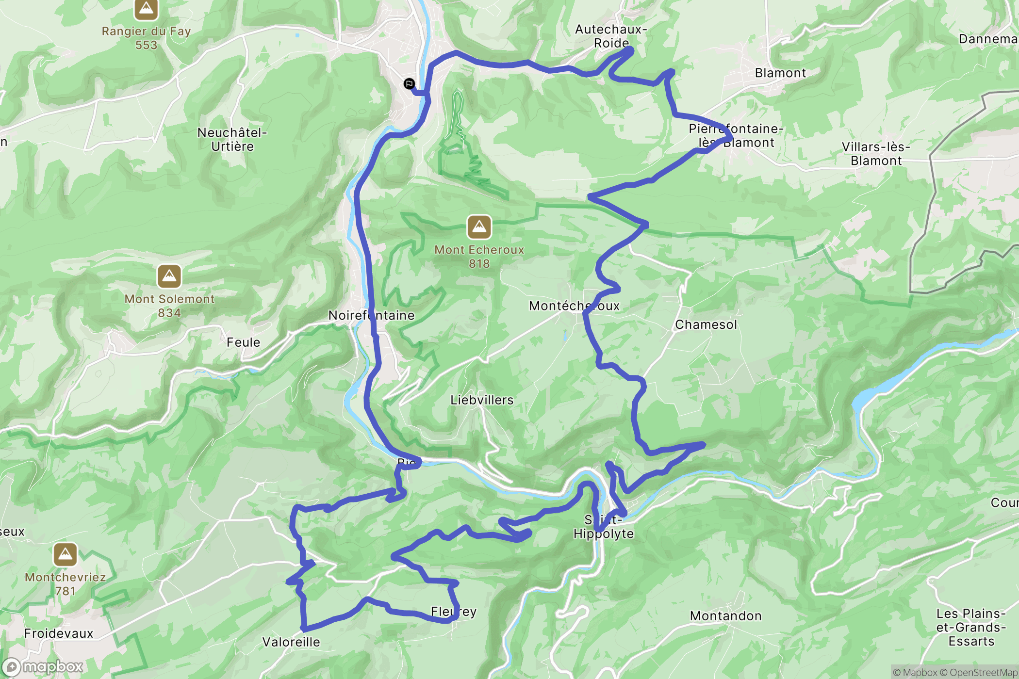 Pont-de-Roide : carte du parcours de randonnée - France