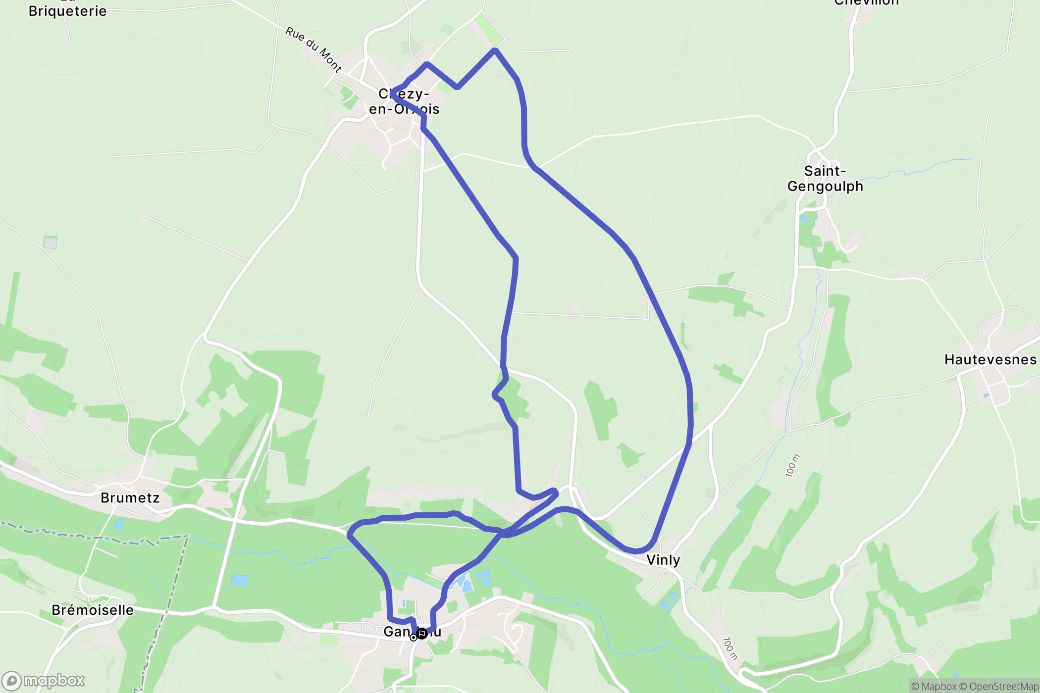 Gandelu : carte du parcours de randonnée - France