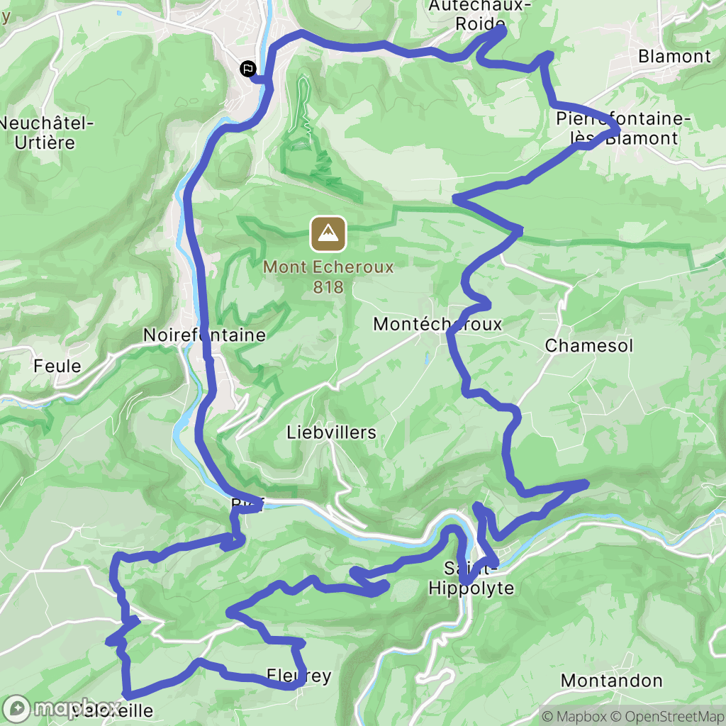 Pont-de-Roide : carte du parcours de randonnée - France