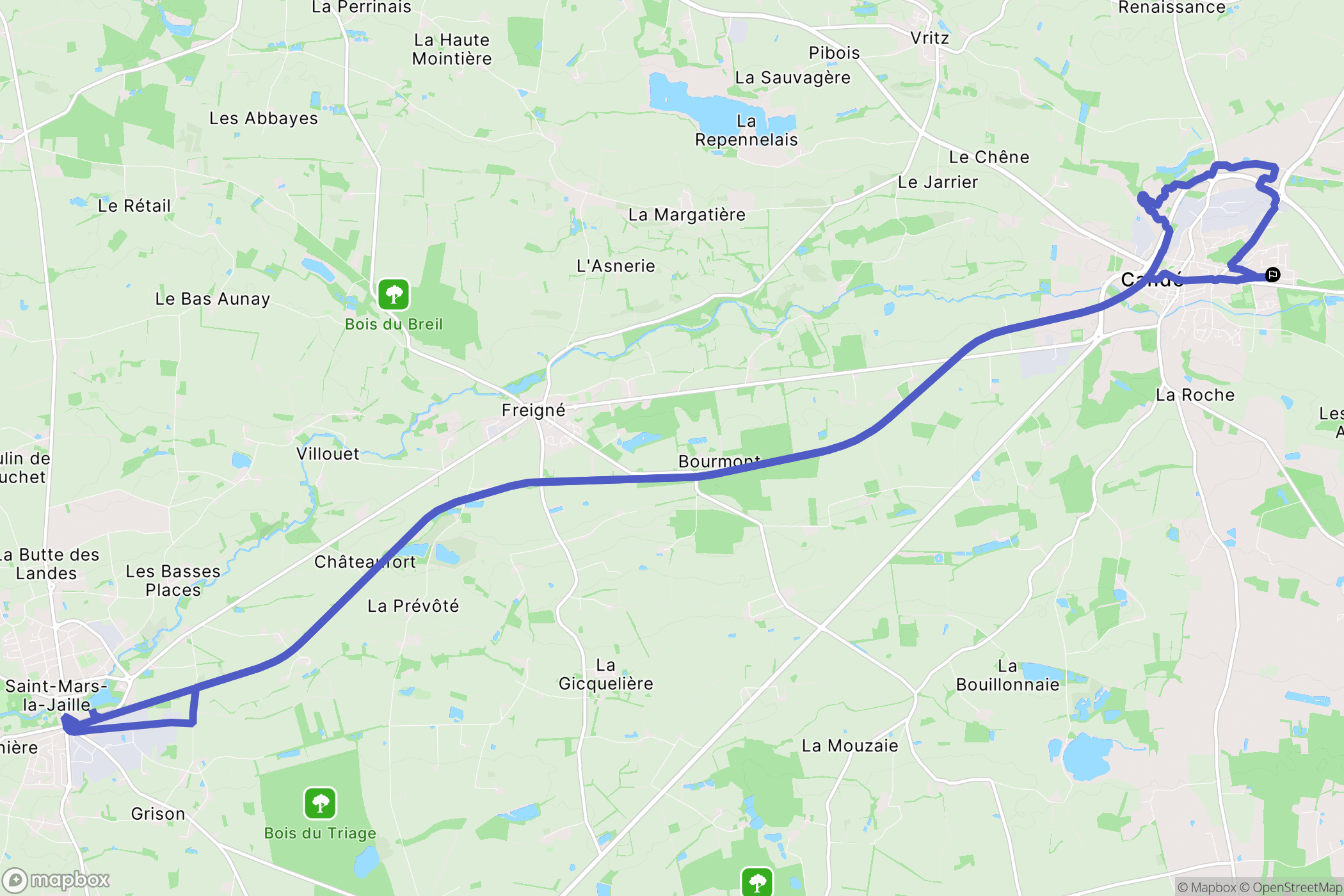 Candé : carte du parcours de randonnée - France