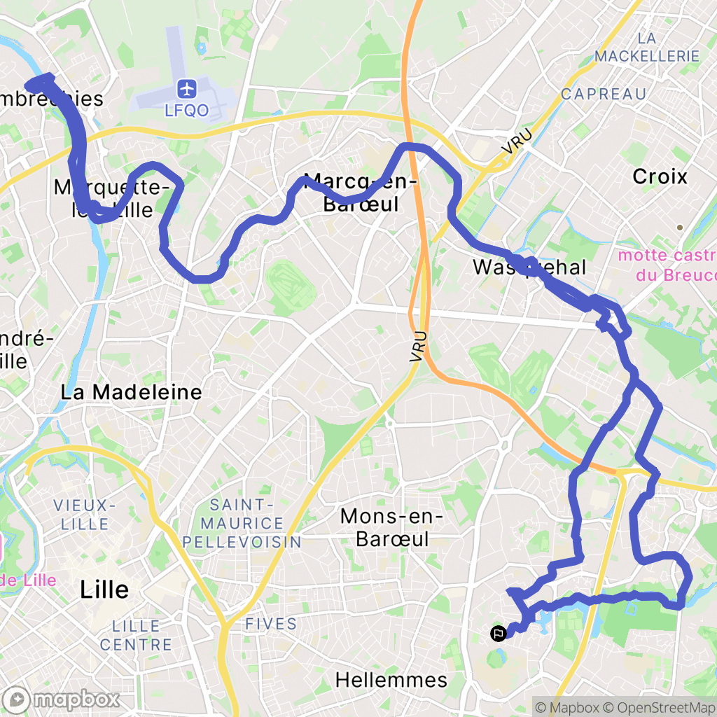 Villeneuve-d'Ascq : carte du parcours de randonnée - France