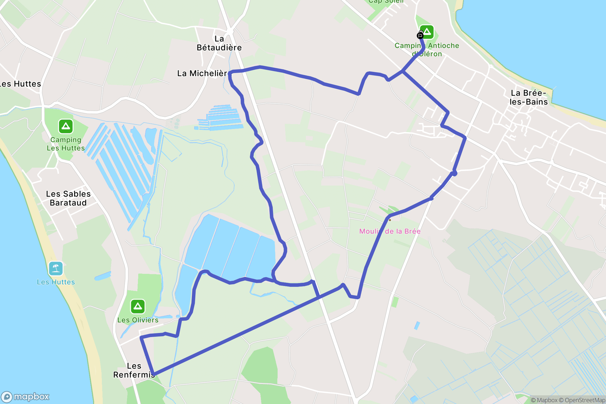 La Brée-les-Bains : carte du parcours de randonnée - France