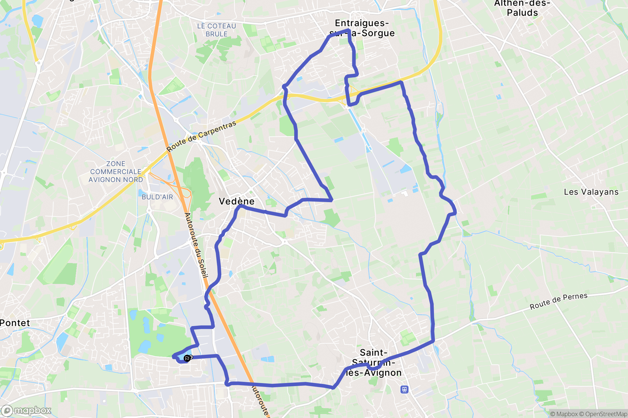 Vedène : carte du parcours de randonnée - France