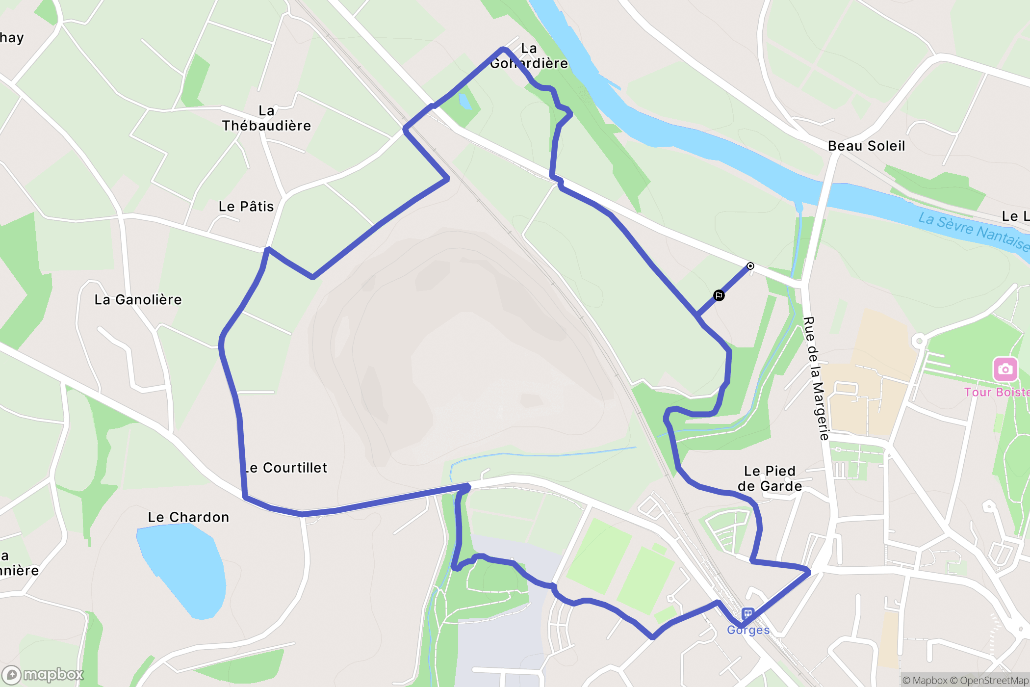 Gorges : carte du parcours de randonnée - France