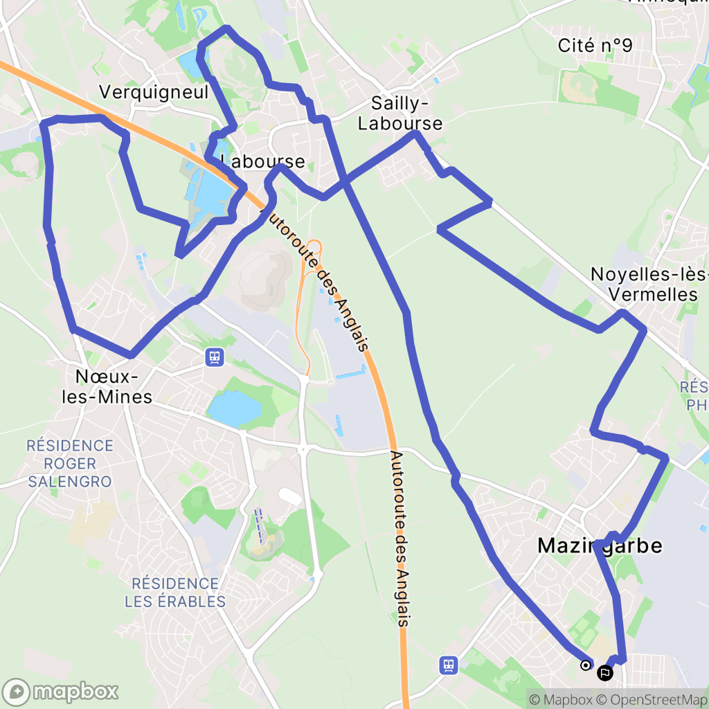 Bully-les-Mines : carte du parcours de randonnée - France