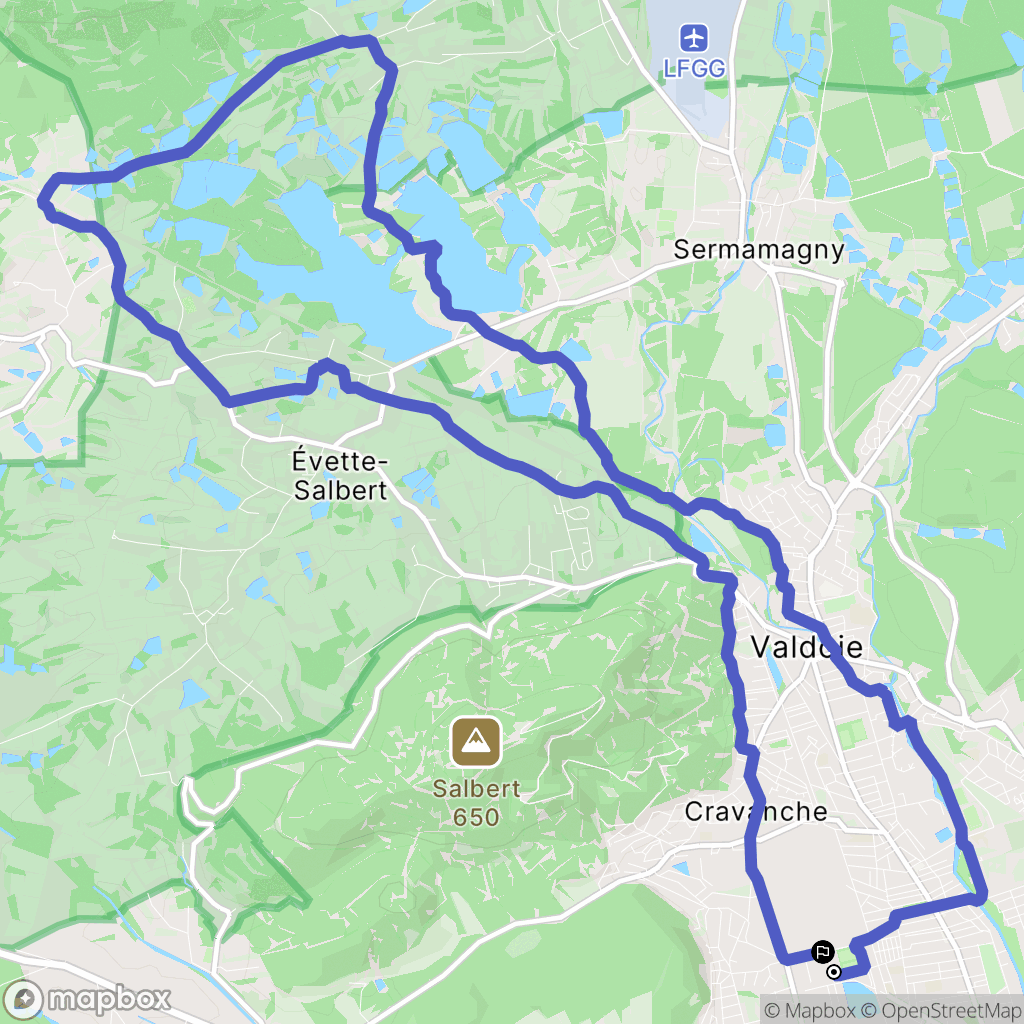 Belfort : carte du parcours de randonnée - France